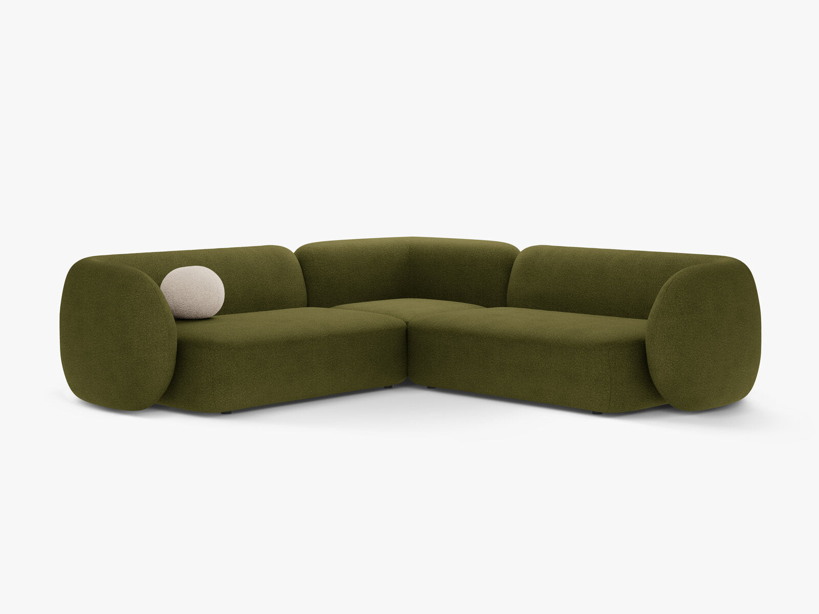 Micadoni Ecksofa Kate 5-Sitzer Boucle Baloo Dunkel-Olivgrün