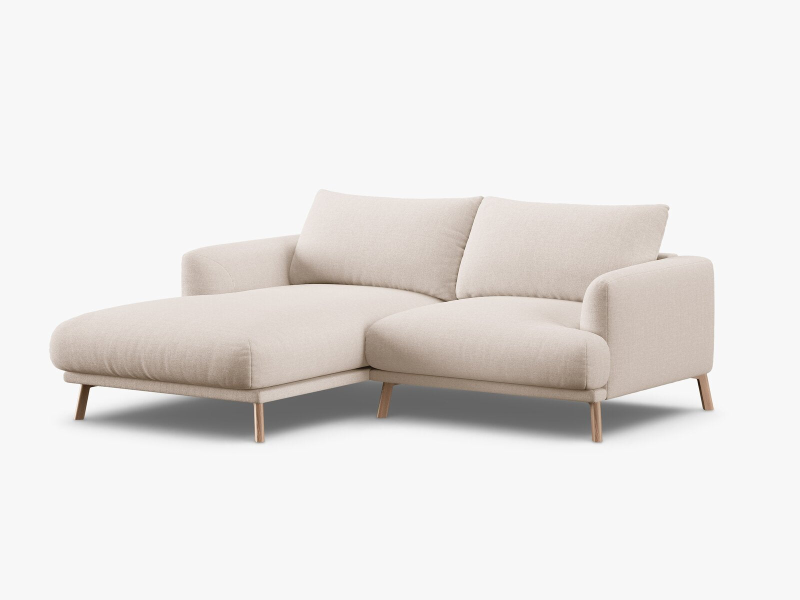 Micadoni Ecksofa Naomi 3-Sitzer kleine Version Links Strukturierter Stoff Liberty Beige