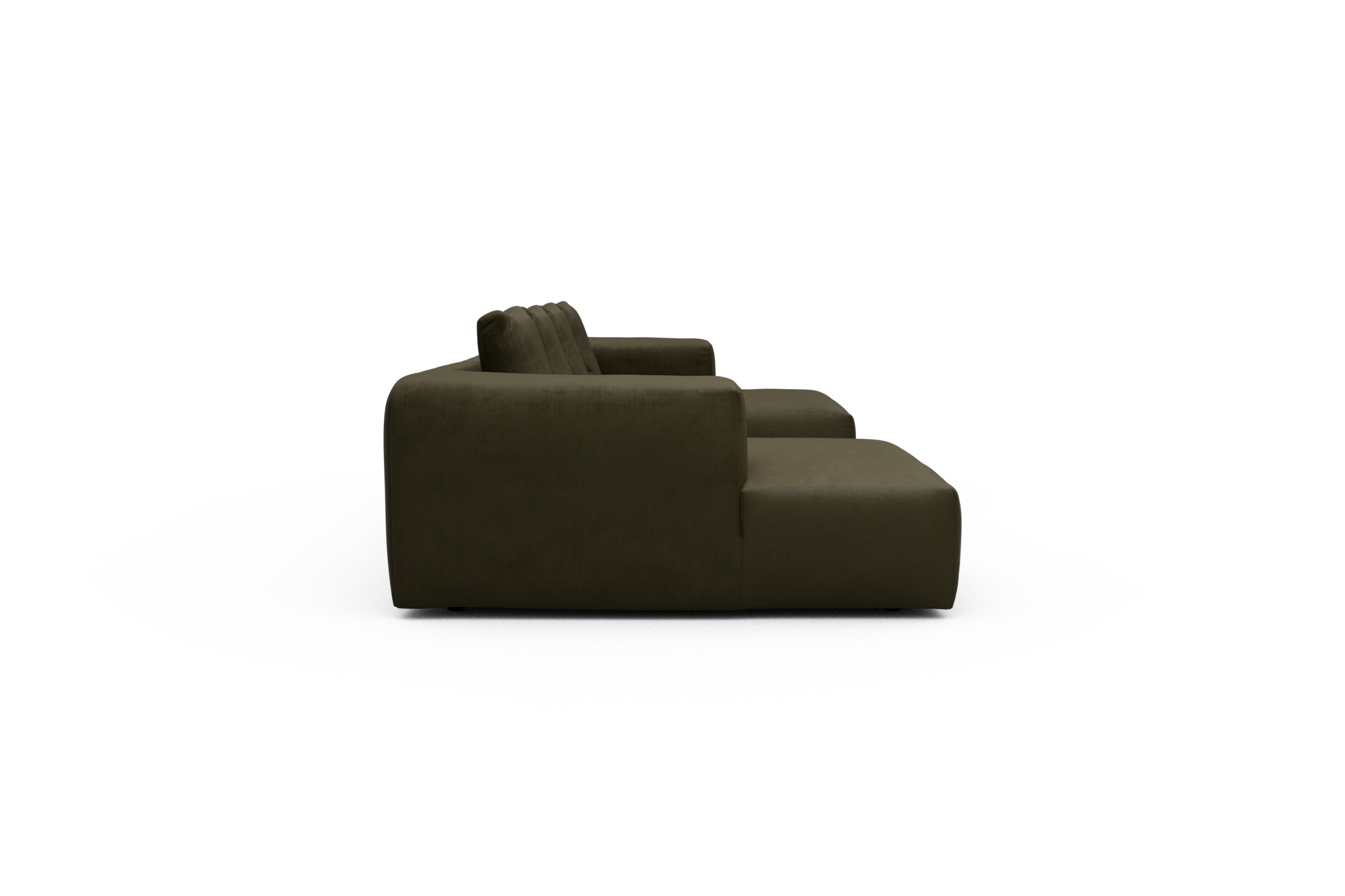 Wohnlandschaft Fred mit 2-Sitzer und Chaiselongue beidseitig Cordufine-Pine-Green