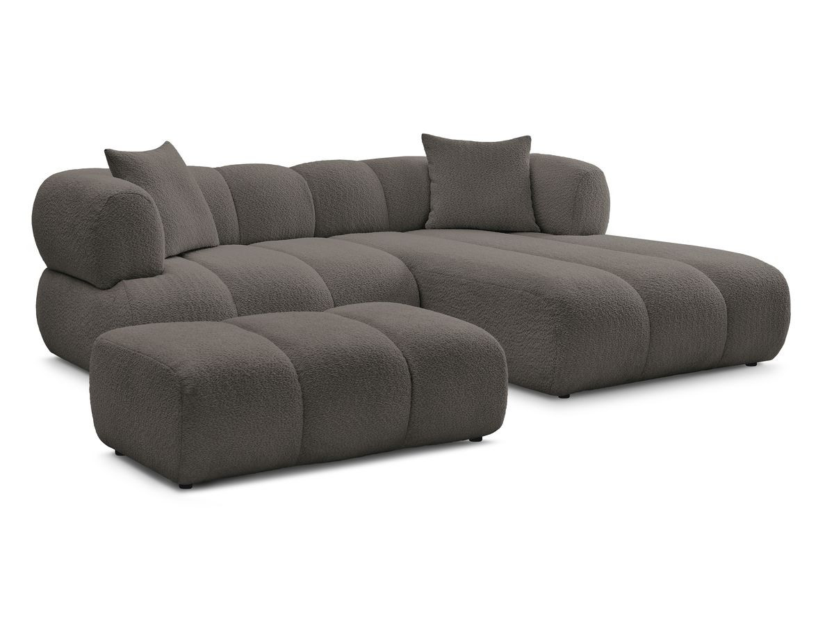 Bobochic Pamira Ecksofa mit Pouf Bouclé-Stoff Braun Ecke rechts