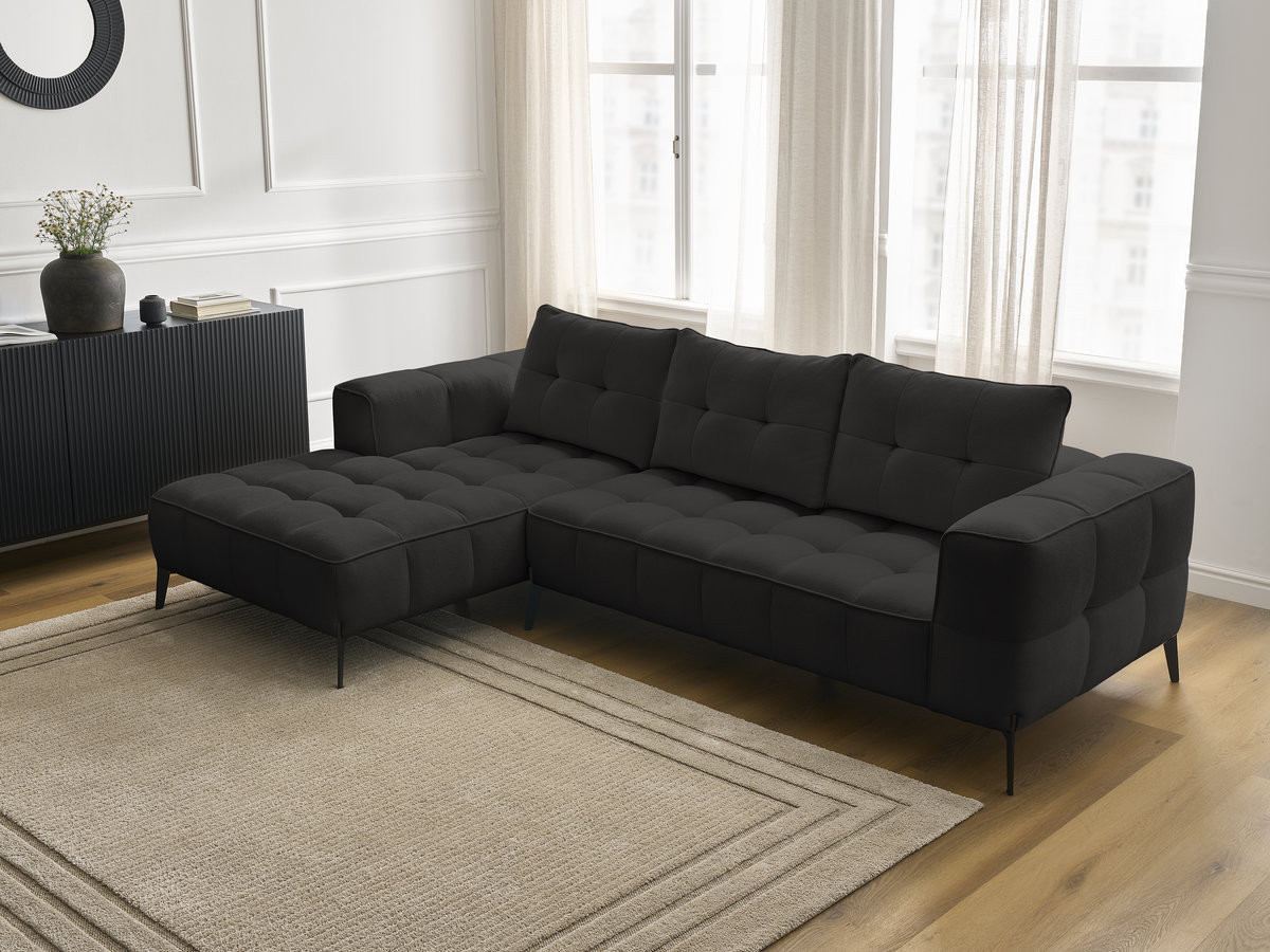 Bobochic Anis Ecksofa Strukturstoff Schwarz Ecke links