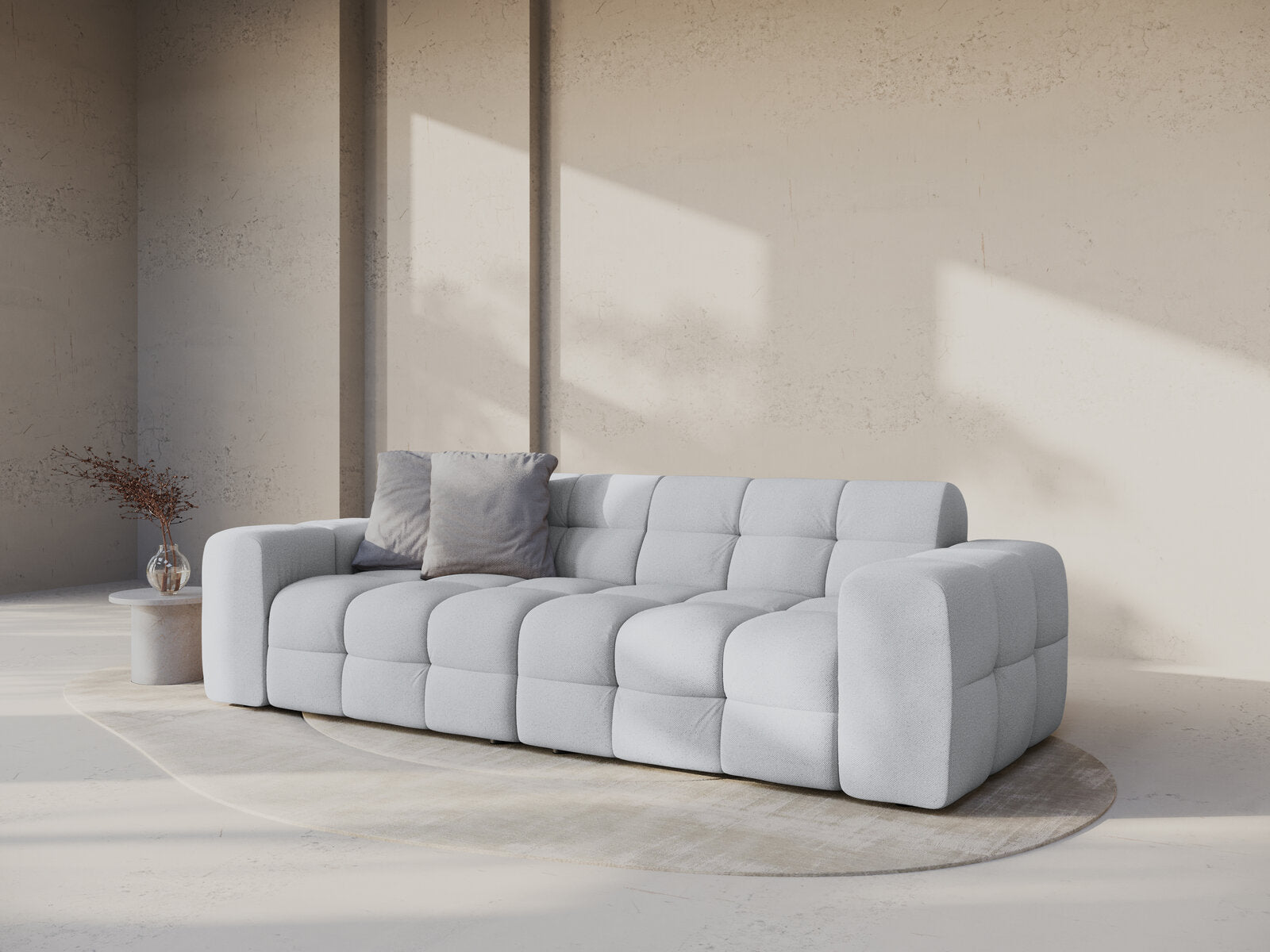 Micadoni Sofa Kendal 4-Sitzer Strukturierter Stoff Hellgrau