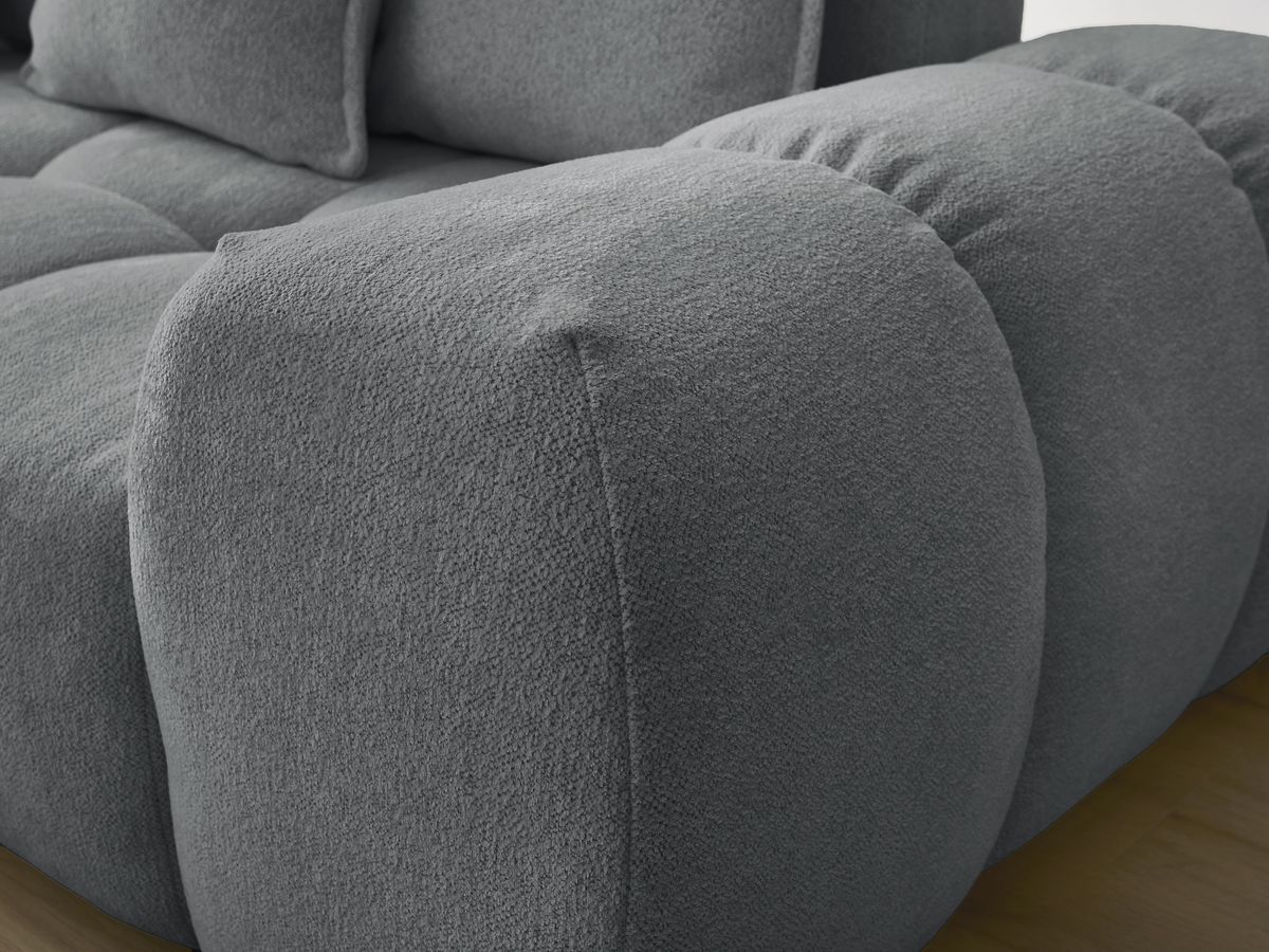 Bobochic Everest Ecksofa mit Schlaffunktion und Bettkasten 320 × 212 cm, 10 Kissen Melange-Stoff Dunkelgrau Ecke links