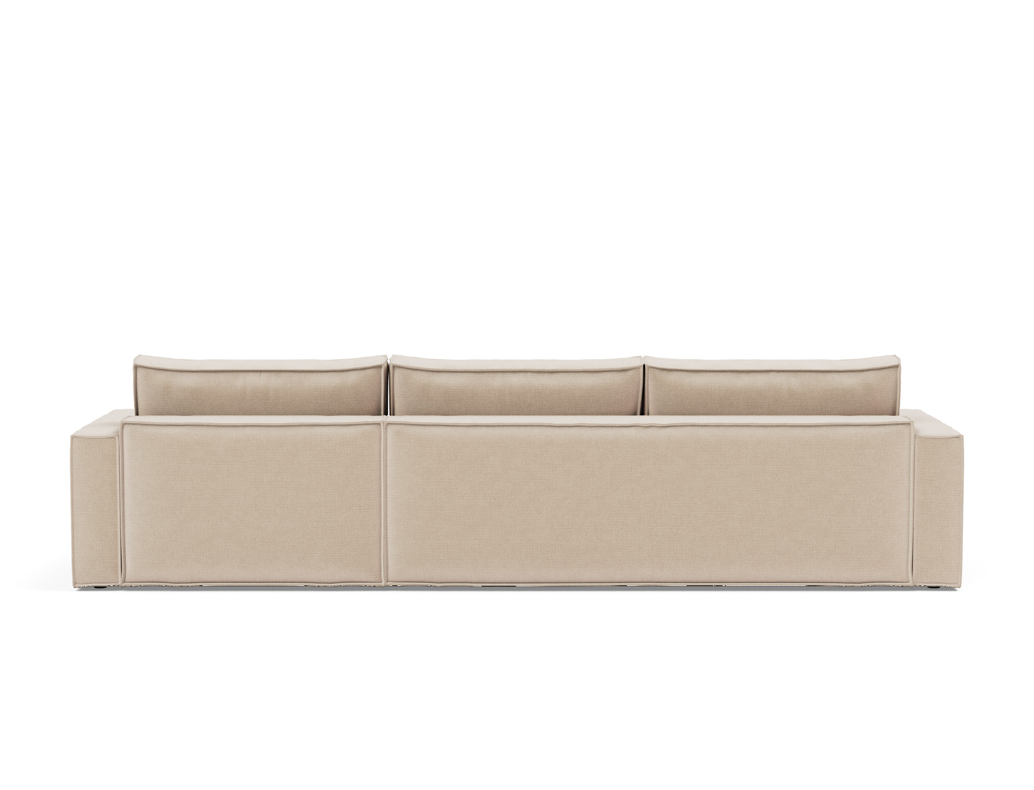 Schlafsofa Newilla mit Chaiselongue Chenille Esina 410-Almond-Beige