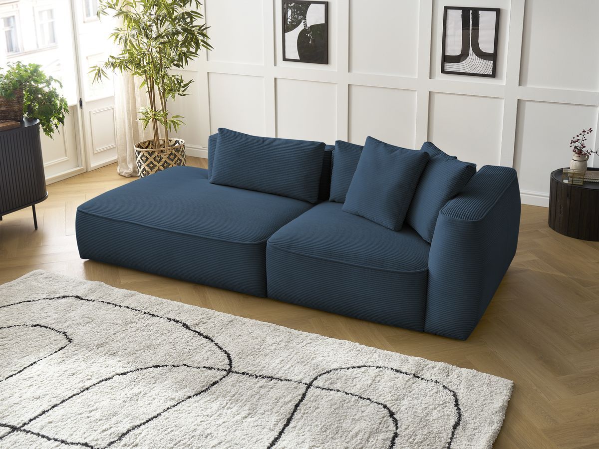 Bobochic Leopold Sofa 3-Sitzer Cordsamt Dunkelblau Armlehne rechts