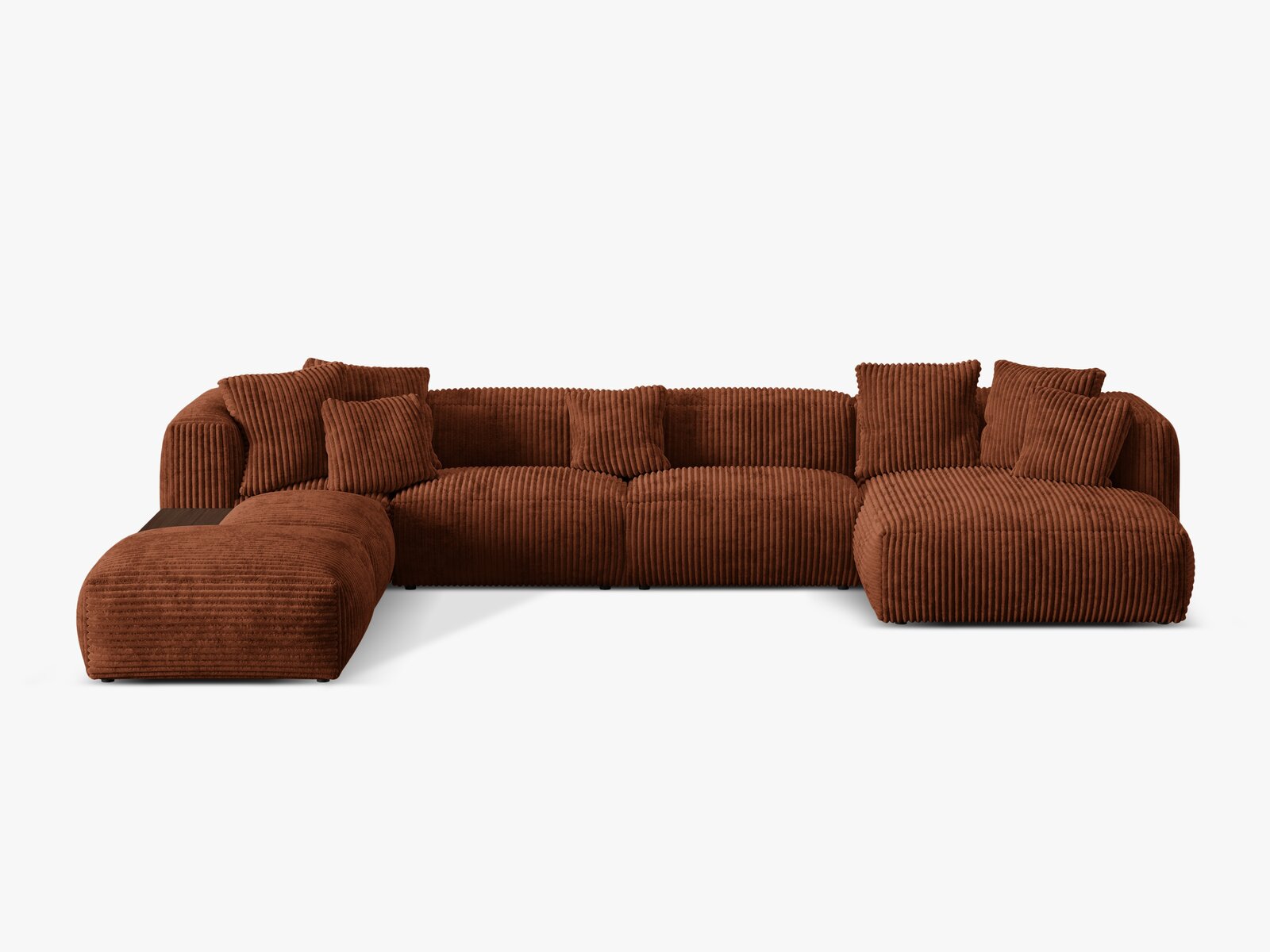 Micadoni Panorama-Ecksofa Martina 5-Sitzer Links Kord Ziegel
