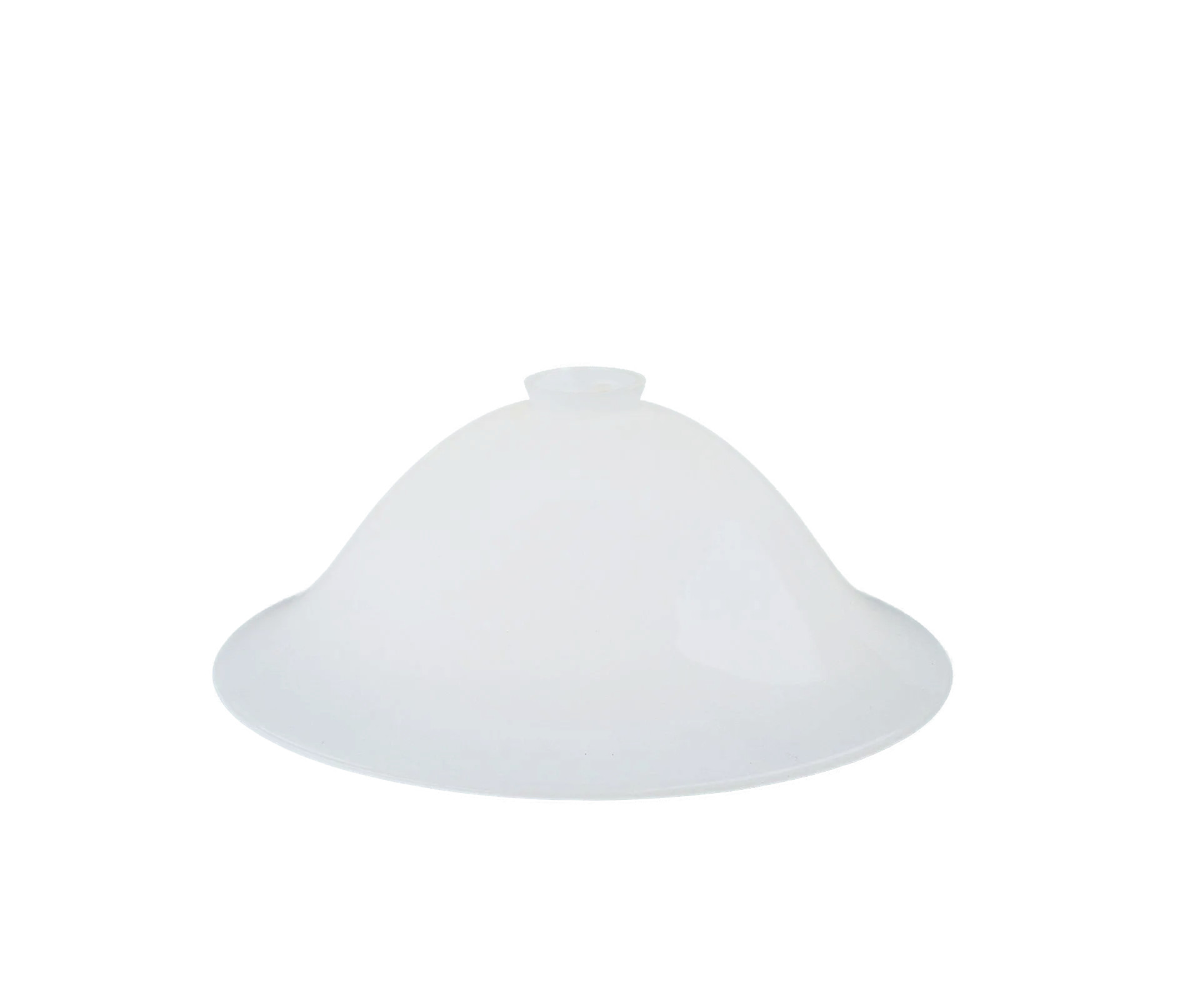 Berliner Messinglampen Glasschirm Nr. 90 Glockenform, Opalglas weiß glänzend