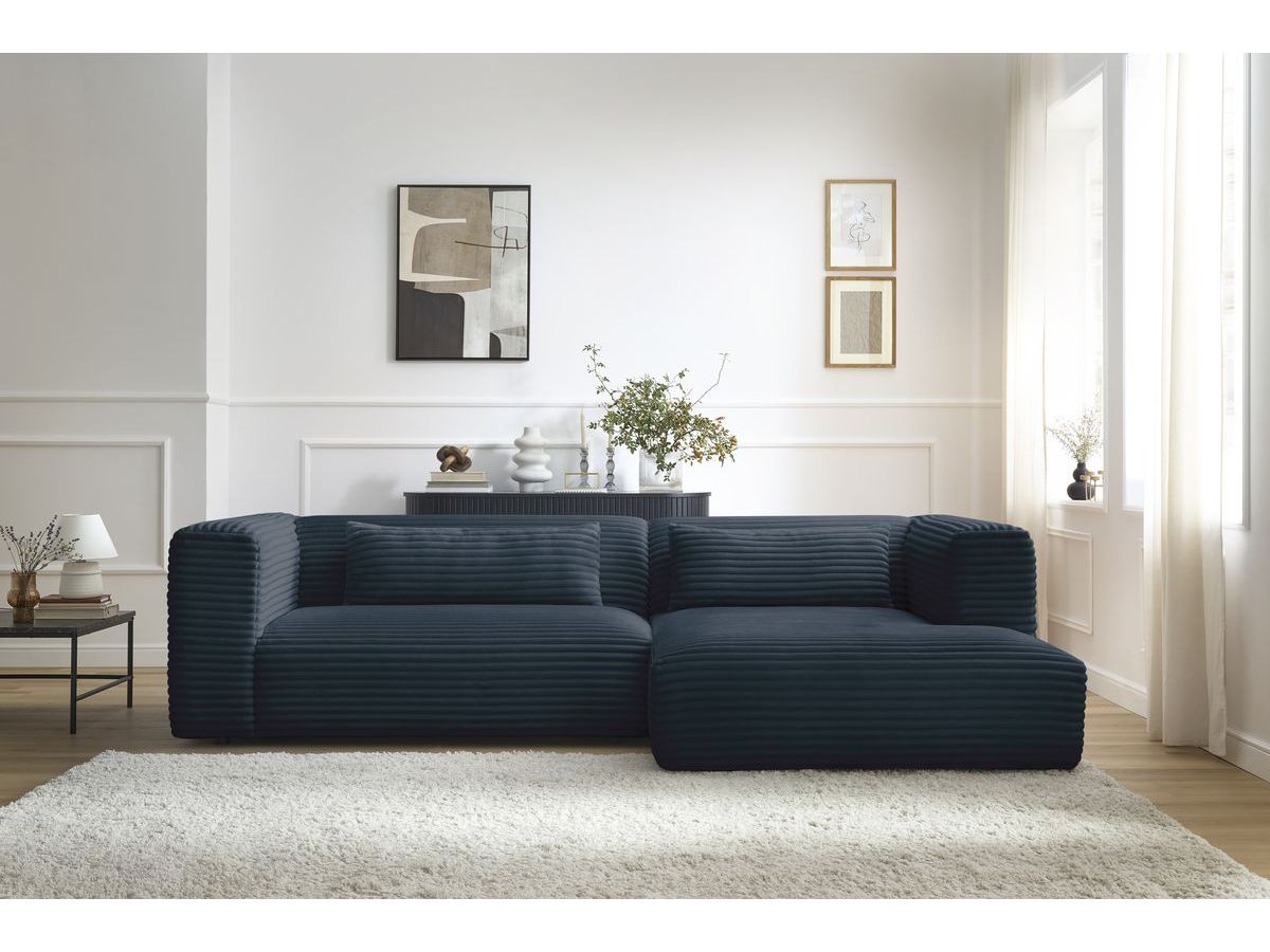 Bobochic Harry Ecksofa Breitcord weich Dunkelblau Ecke rechts