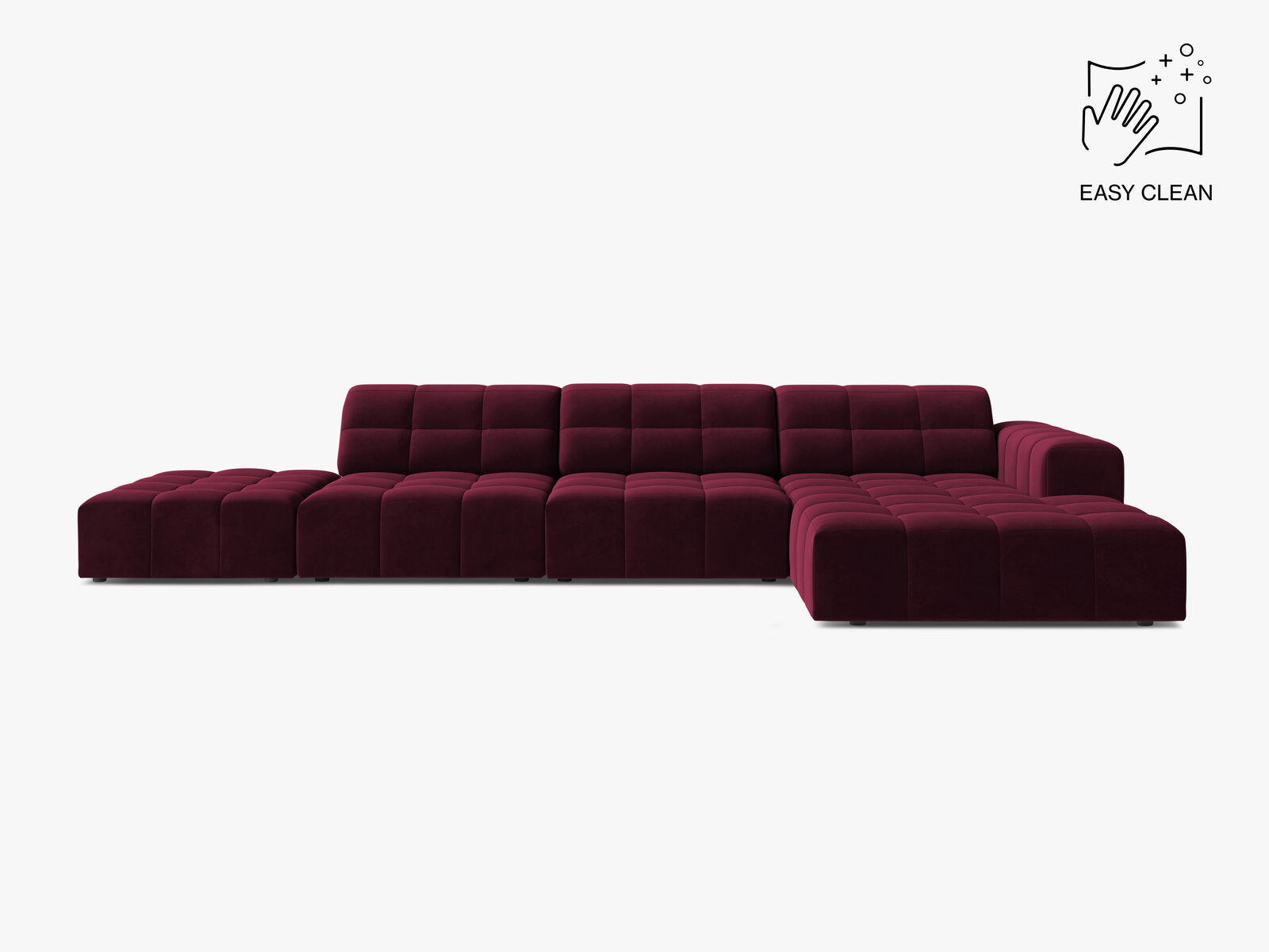 Micadoni Ecksofa Jennifer 5-Sitzer Rechts Samt Venus Burgunder