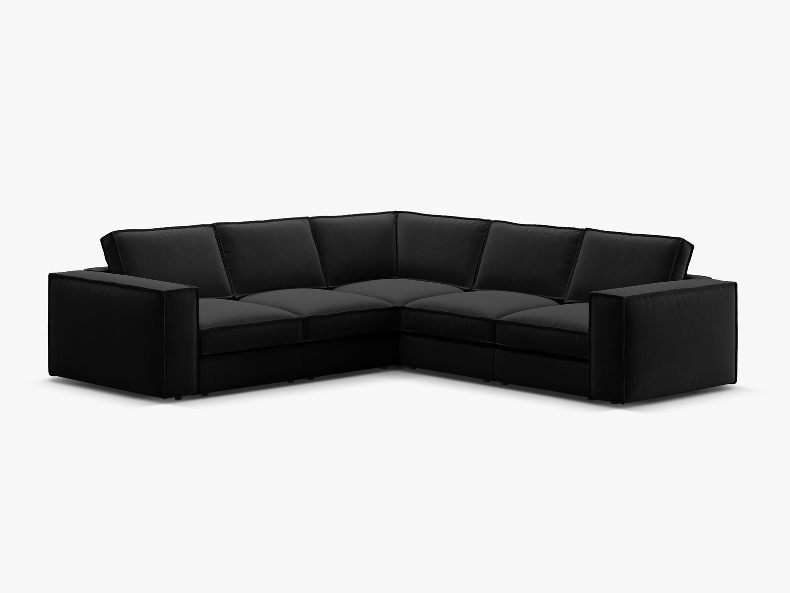 Micadoni symmetrisches modulares Ecksofa Pola 4-Sitzer Schwarz
