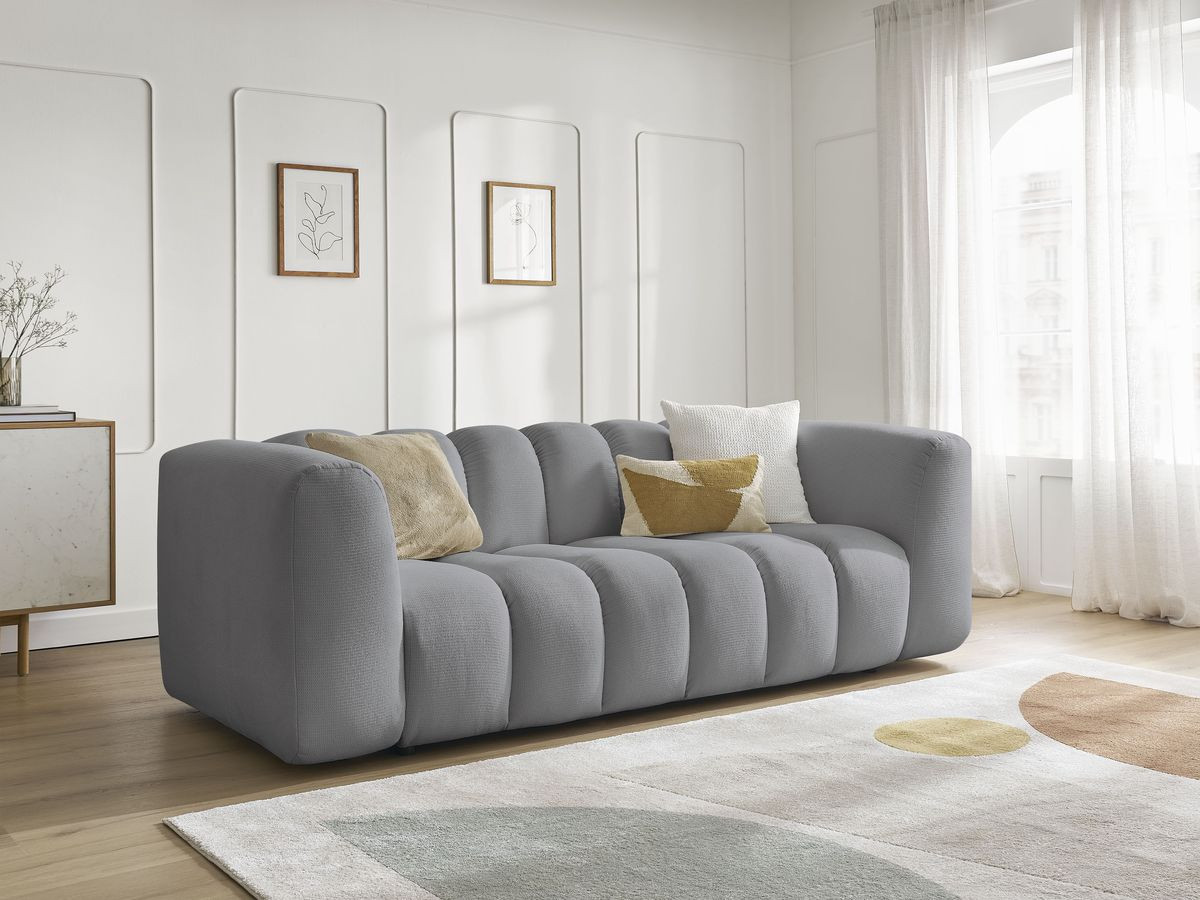 Bobochic Talia Sofa 3-Sitzer Melange-Stoff Hellgrau
