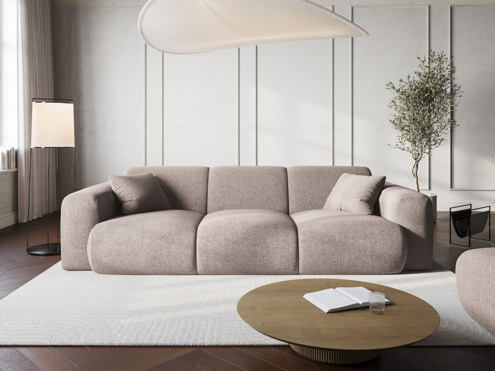 Cosmopolitan Design Sofa Nolio 3-Sitzer Chenille Haga Beige