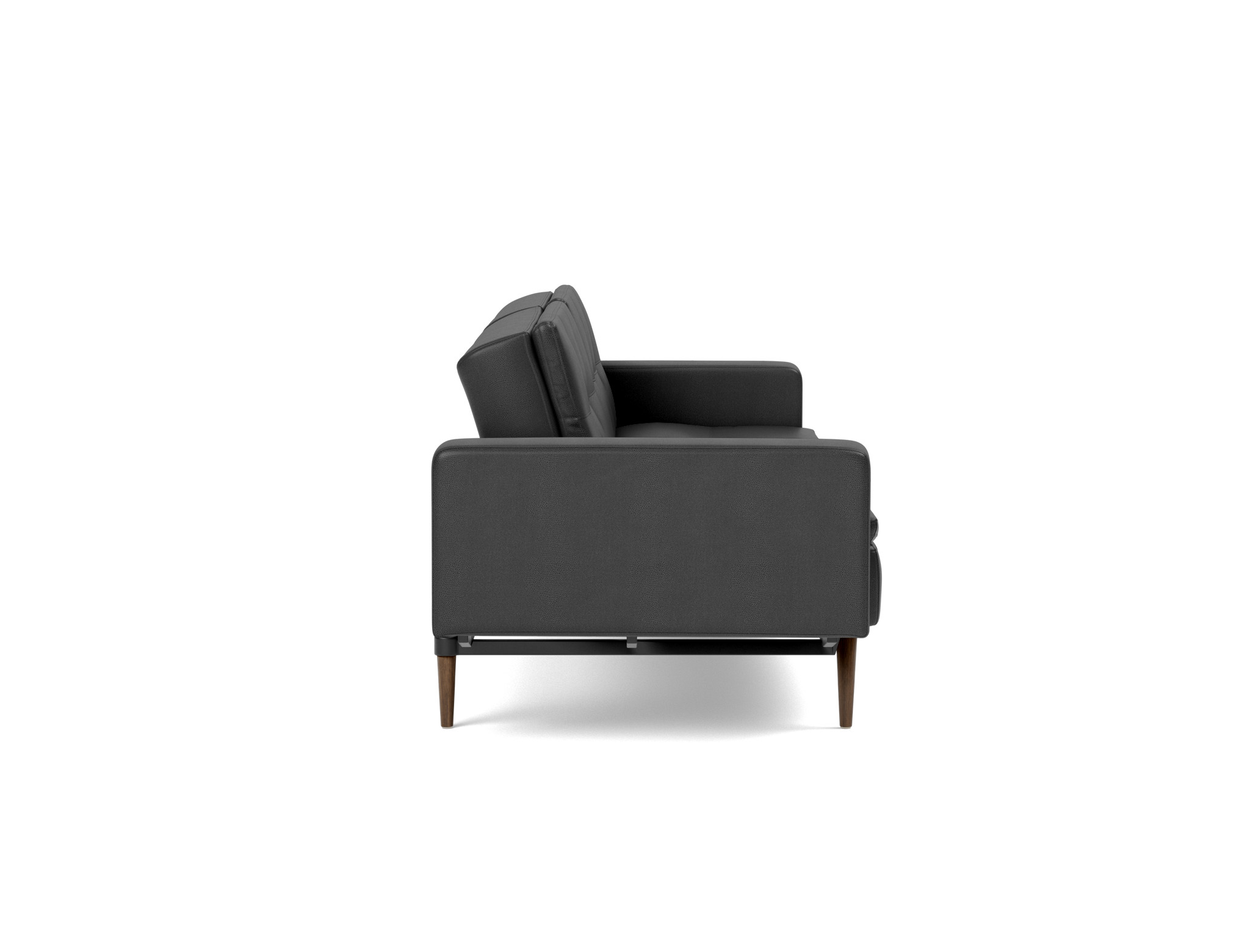 Schlafsofa Dublexo mit Armlehnen Lederoptik Faunal 550-Black Beine Styletto Eiche dunkel
