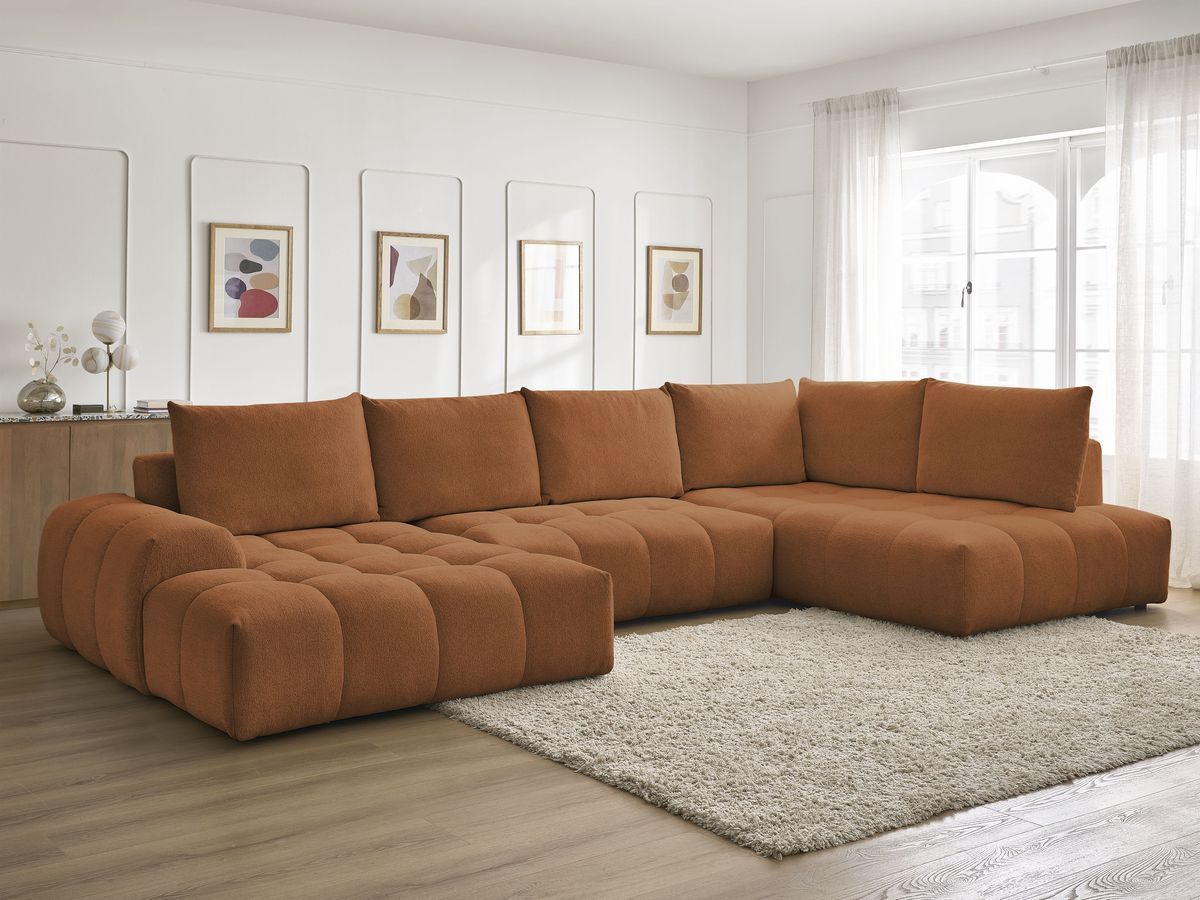 Bobochic Everest Wohnlandschaft, 6 Kissen Melange-Stoff Orange Ecke links