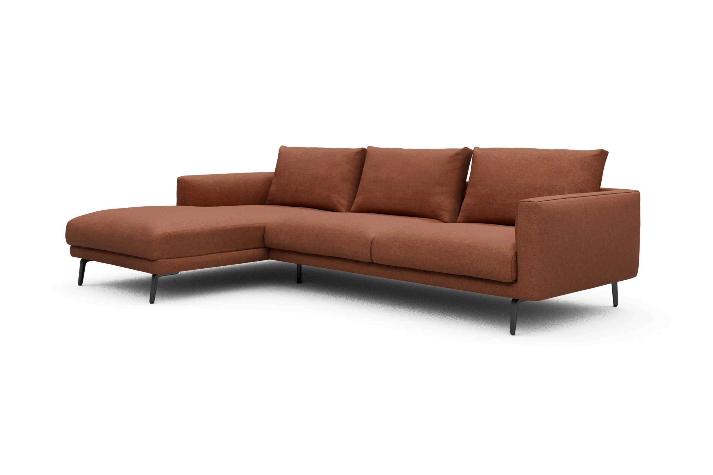 Ecksofa Karl Chaiselongue links mit 2,5-Sitzer Weda-Rust