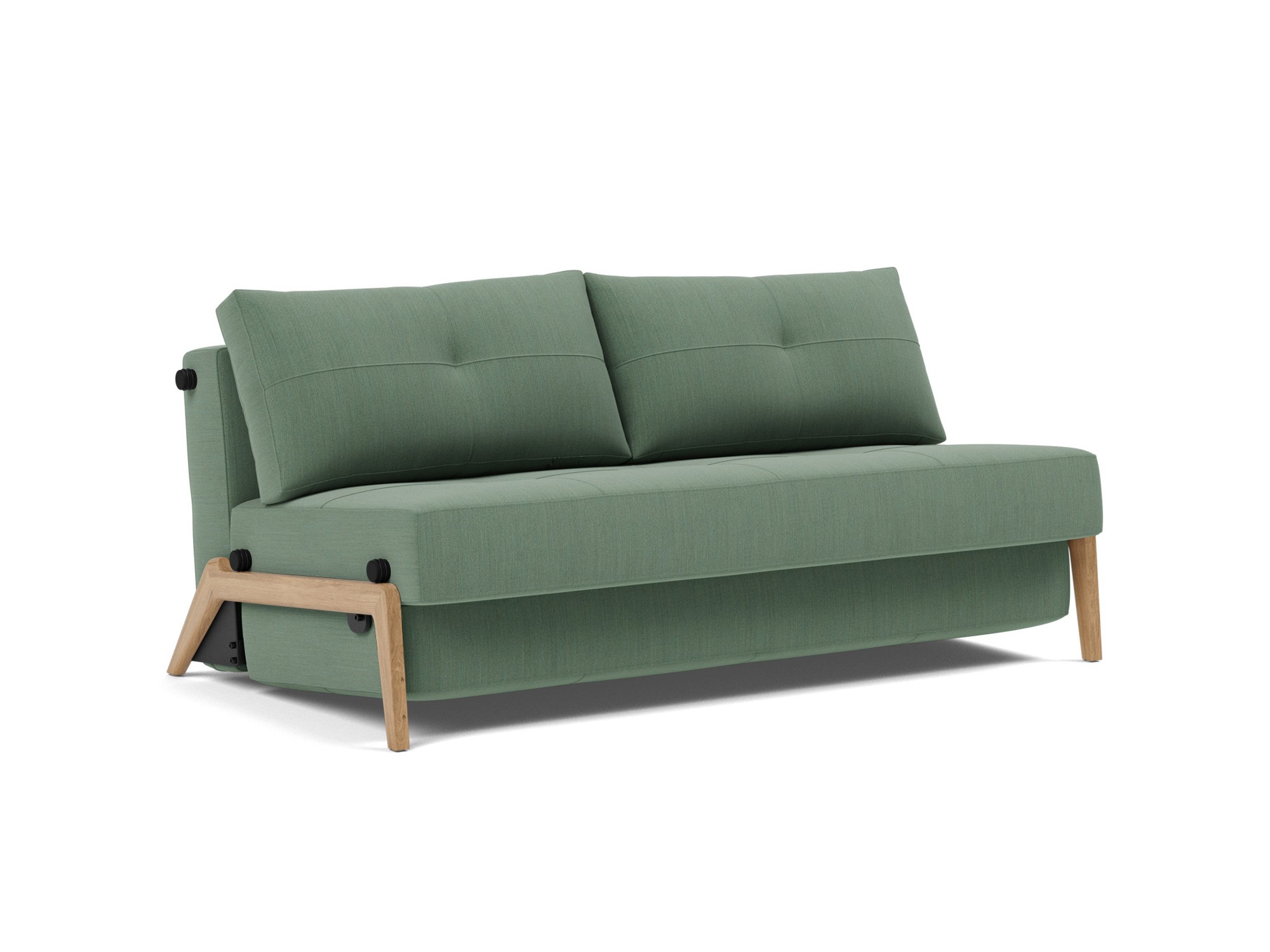 Schlafsofa Cubed 160 Flachgewebe Elegance 518-Green Beine Eiche