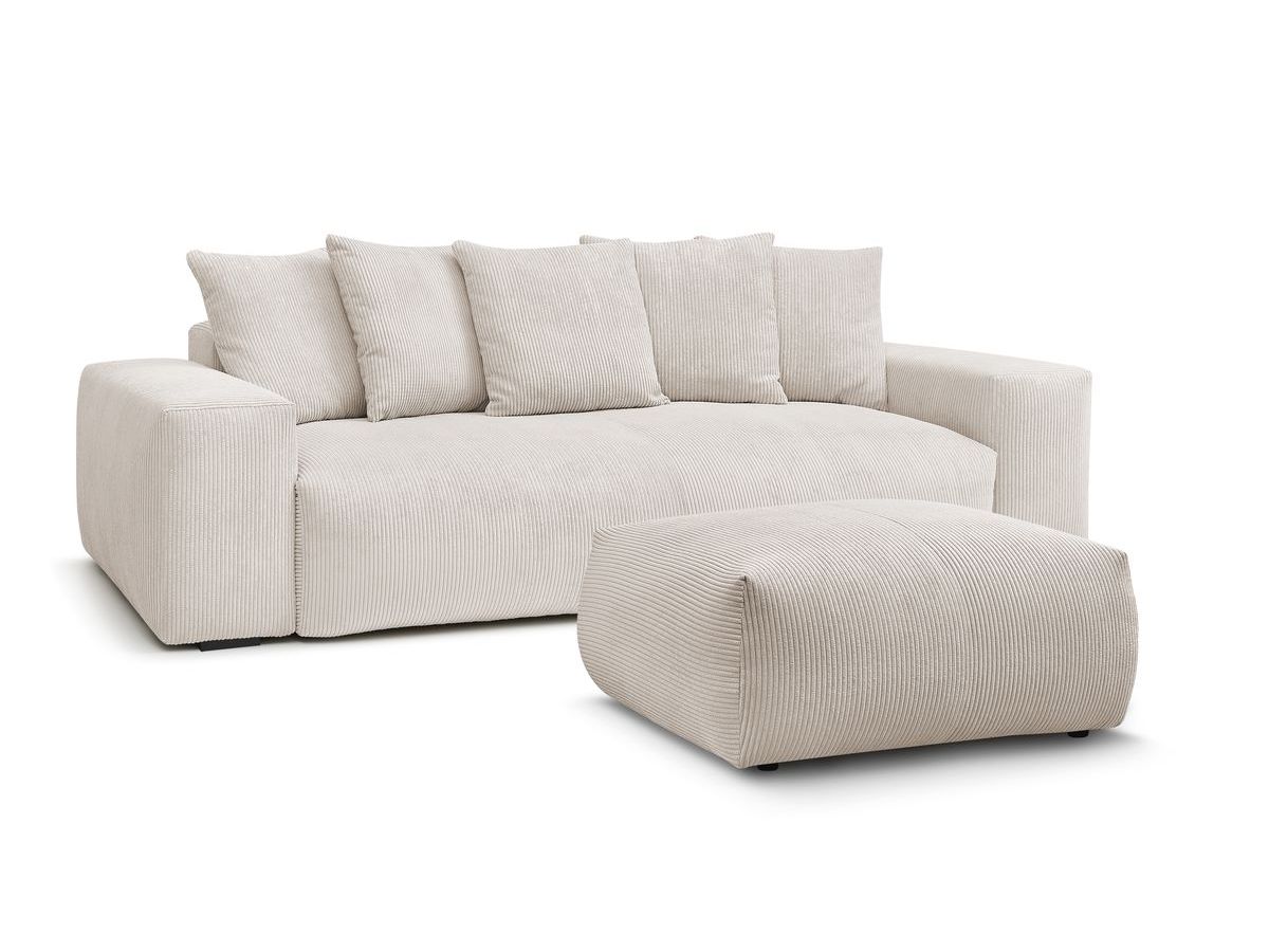 Bobochic Voltaire Schlafsofa 4-Sitzer mit Bettkasten und Pouf