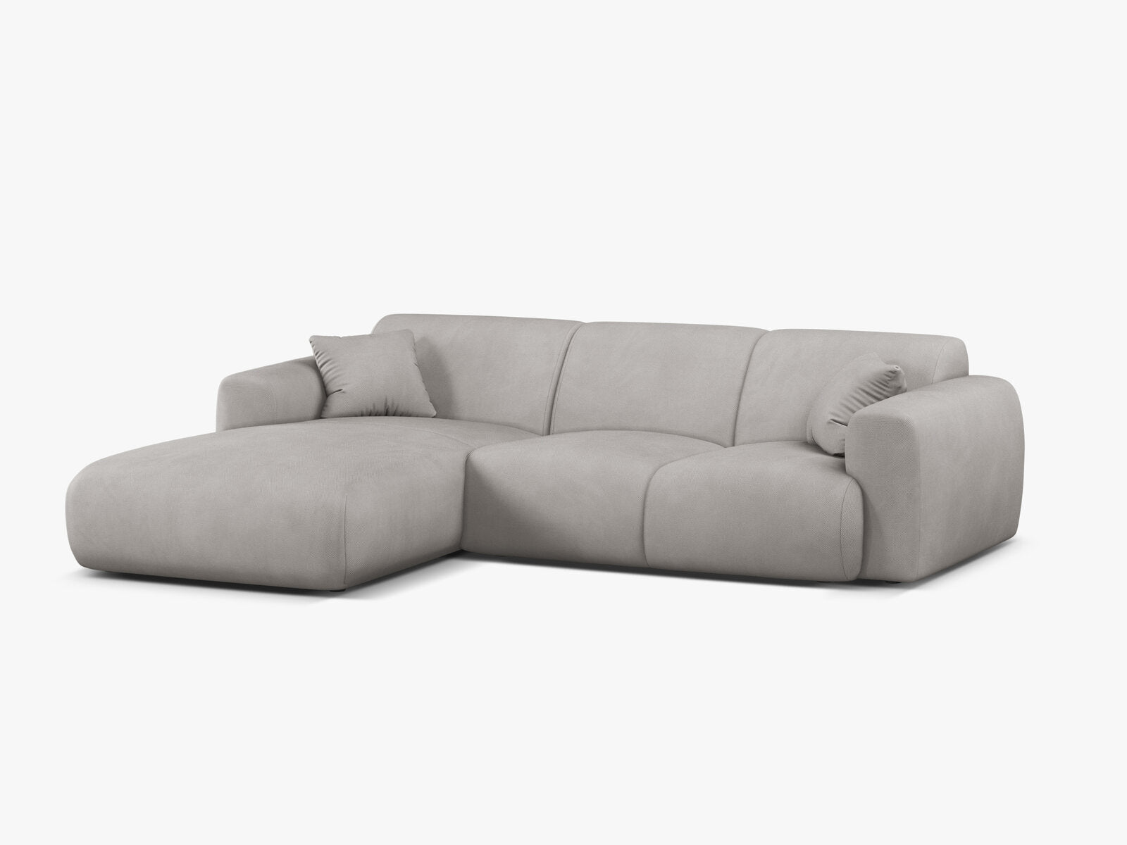 Micadoni Ecksofa Molino 4-Sitzer Links Strukturierter Stoff Rebel Hellgrau
