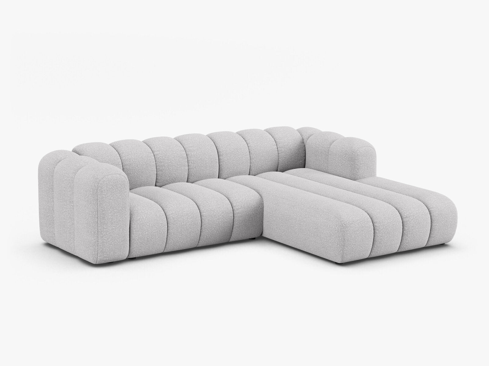 Micadoni Modulares Ecksofa Lupine 4-Sitzer mittelgroß Rechts Boucle Baloo Hellgrau