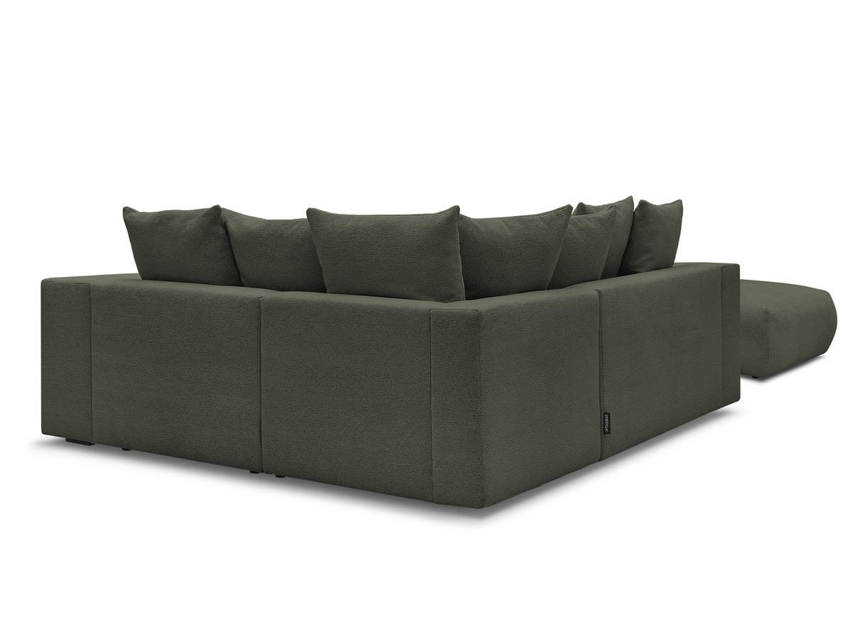 Bobochic Voltaire Ecksofa mit Pouf 268 × 214 cm Melange-Stoff Grün Ecke rechts