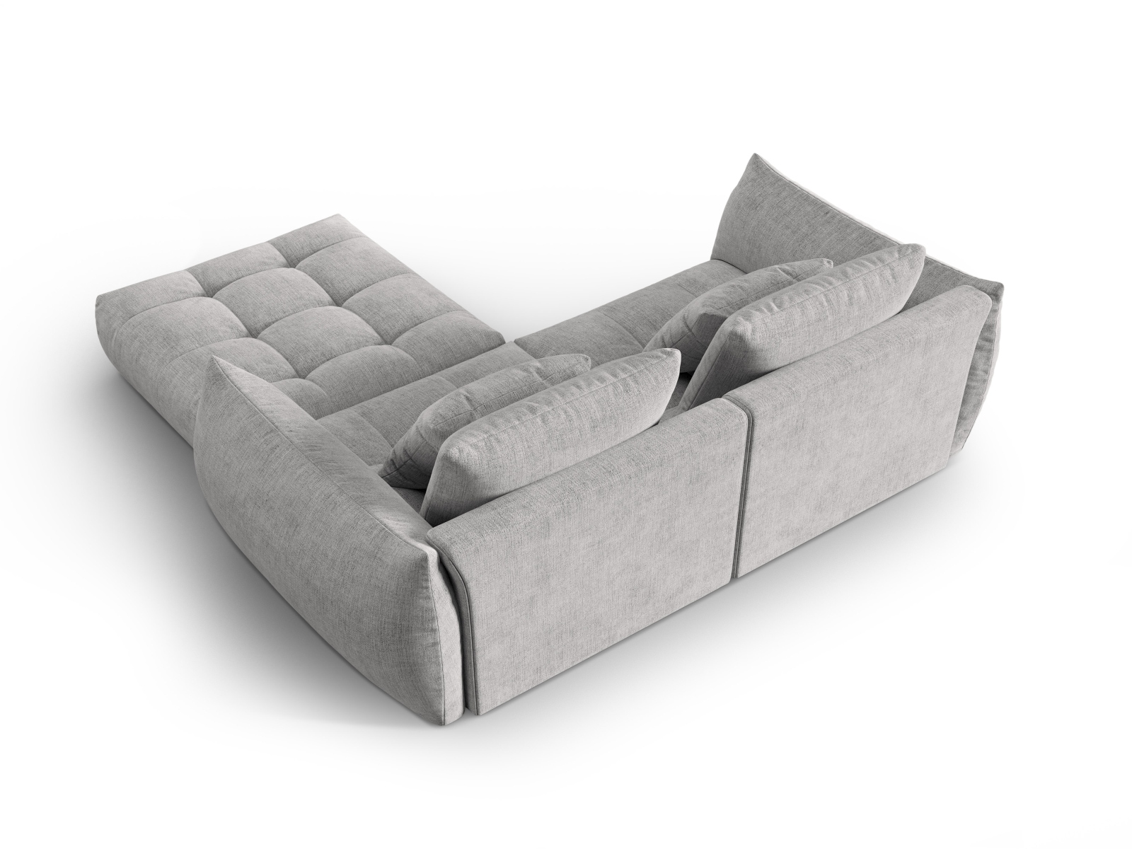Micadoni Ecksofa Bloom 3-Sitzer Strukturierter Stoff Silber