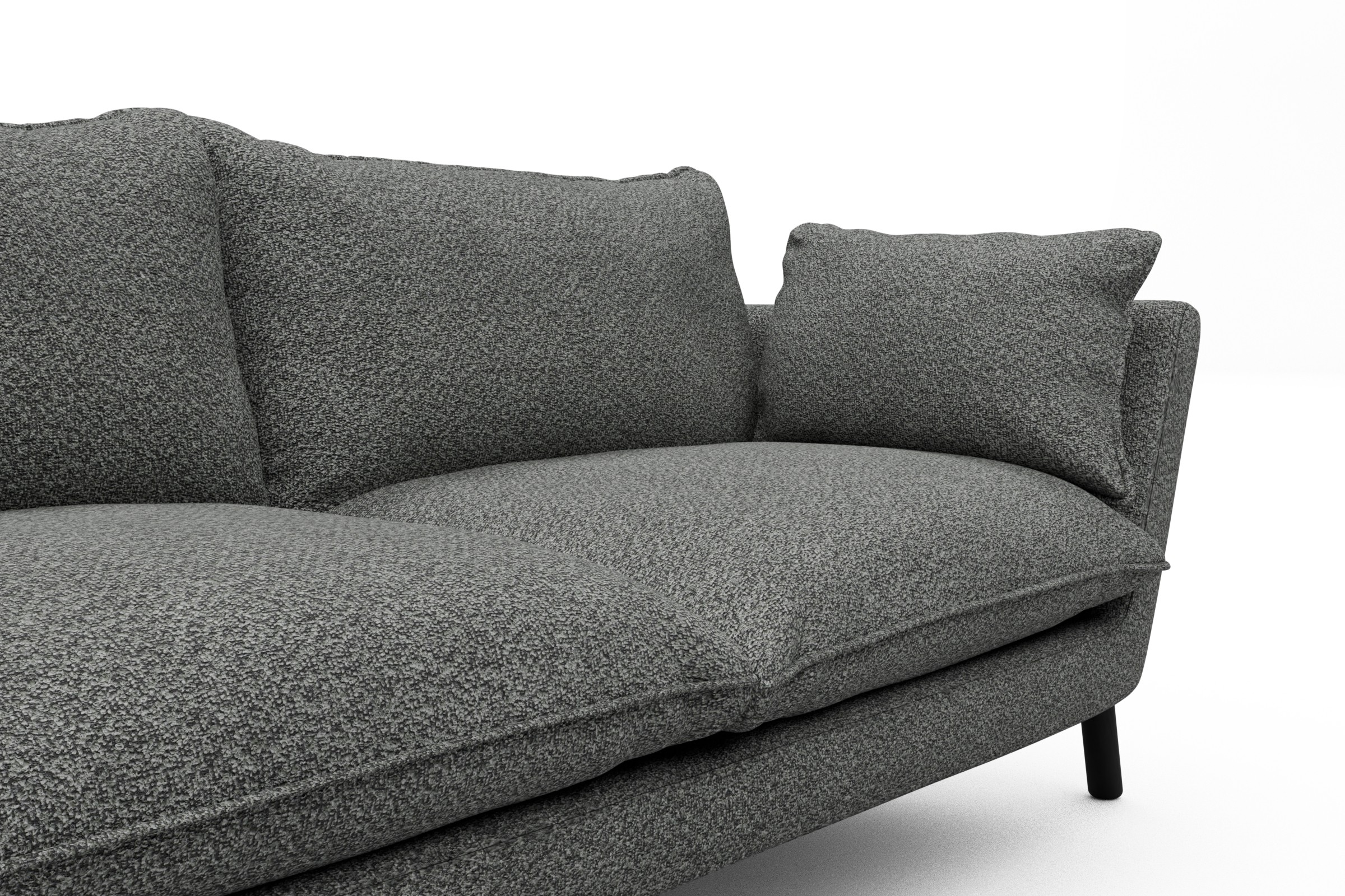 Sofa Emil Soft 2-Sitzer Beinfarbe Eiche Schwarz Boucle Vanora 868-Warm-Grey