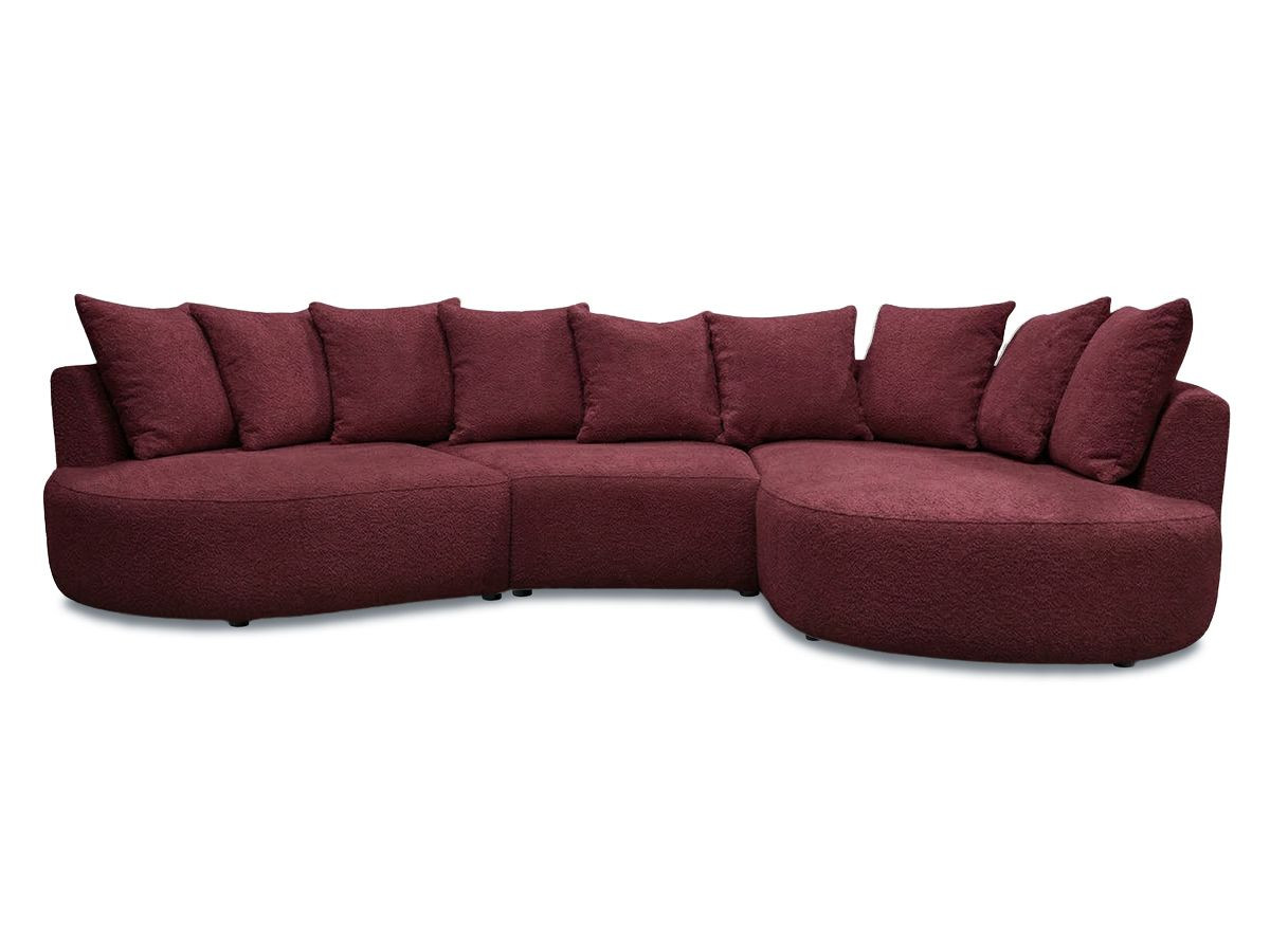 Bobochic Calypso Ecksofa Bouclé-Stoff Bordeaux Ecke rechts