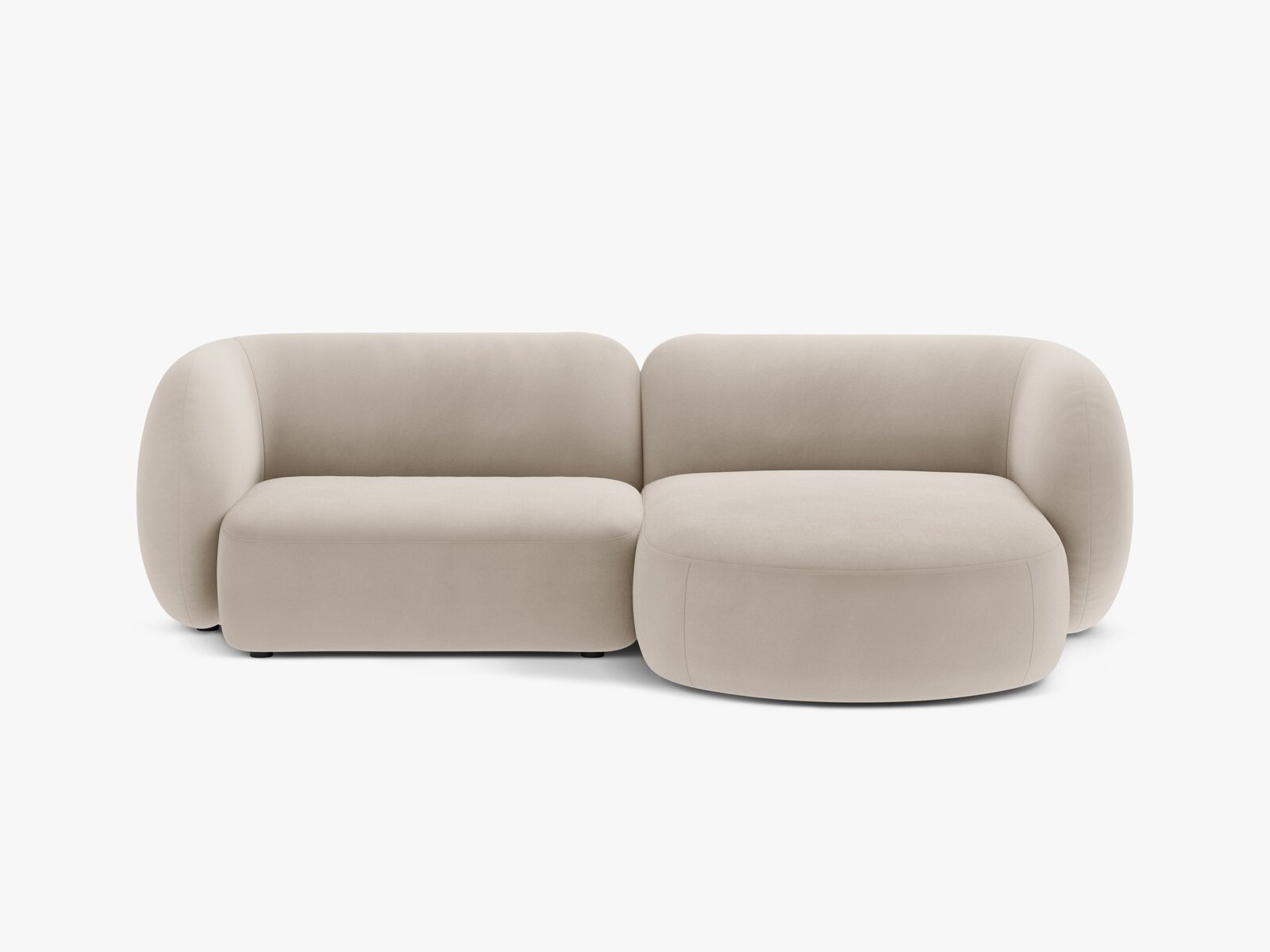 Micadoni Ecksofa Kate 2-Sitzer Rechts Samt Beige
