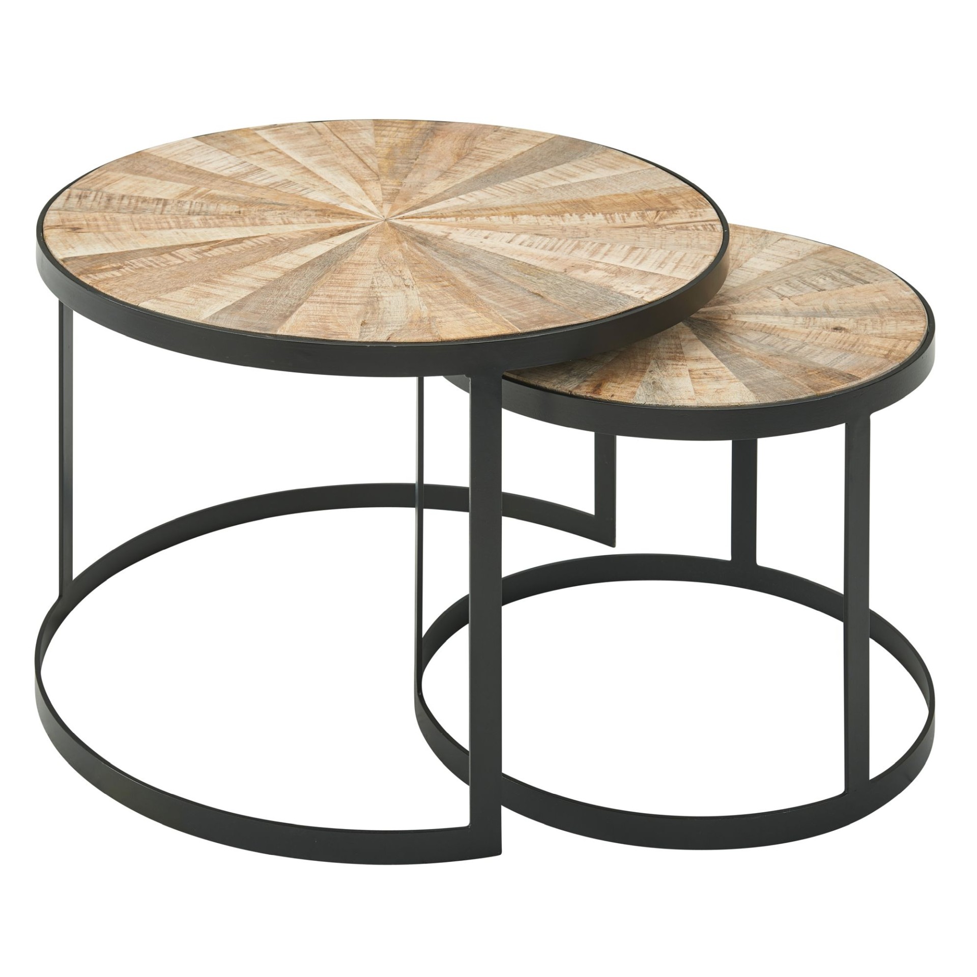 Satztisch 2er-Set Toftir Mango Massivholz Ø 60 cm