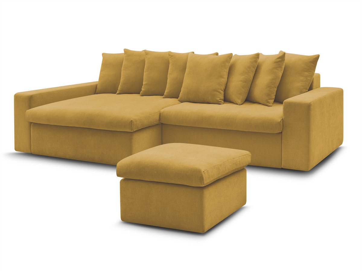 Bobochic Enore Ecksofa mit Pouf Stoff Gelb Ecke links