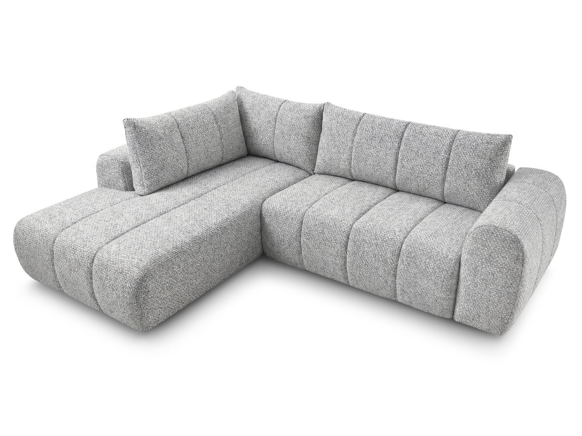 Bobochic Nesty Ecksofa in L-Form, 256 cm Melange-Stoff Hellgrau Ecke links