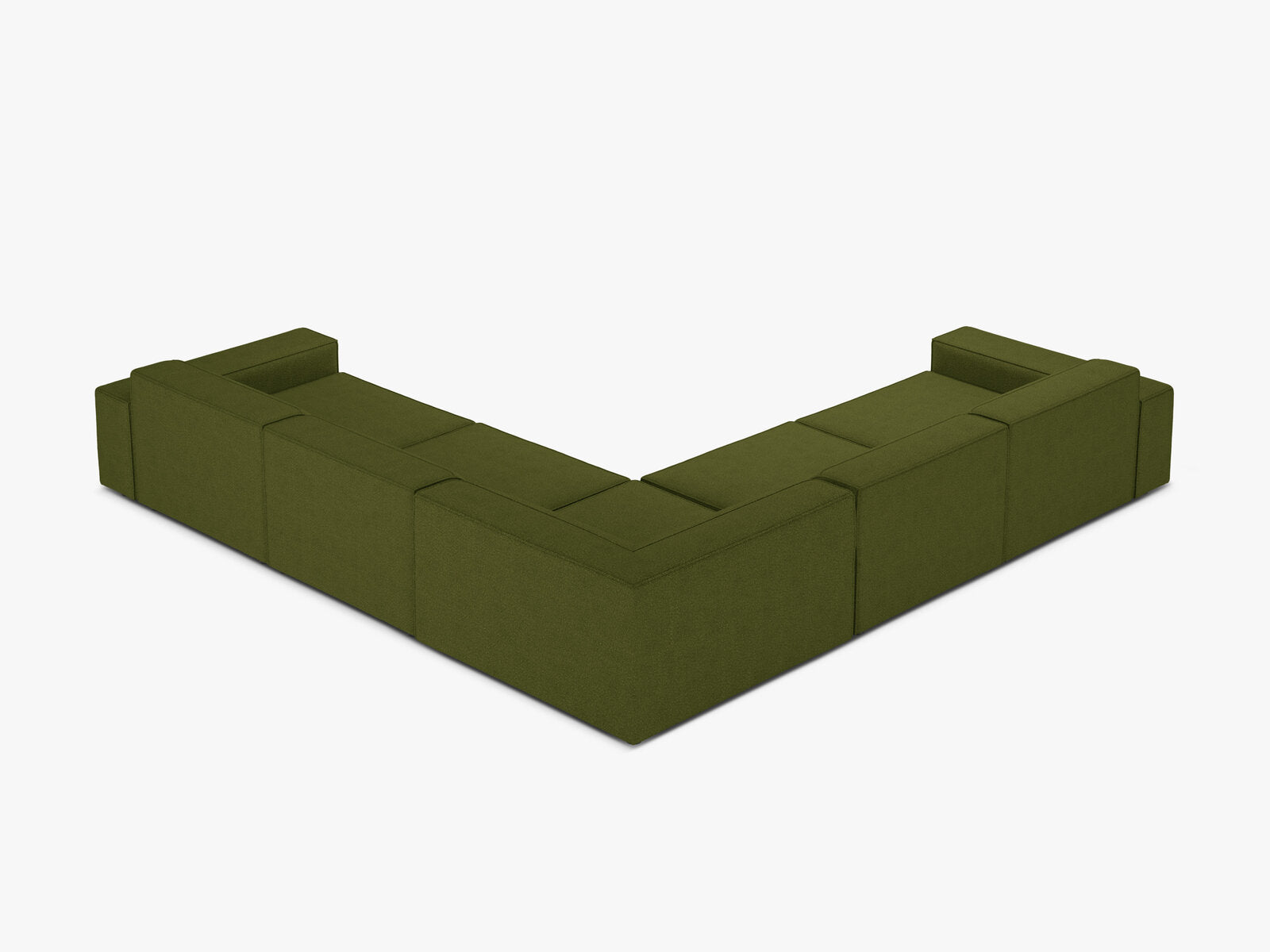 Micadoni Symmetrisches Ecksofa Jodie 6-Sitzer Boucle Baloo Dunkel-Olivgrün