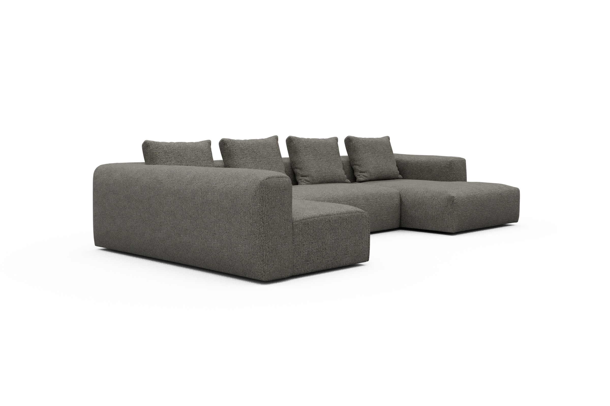 Wohnlandschaft Fred Chaiselongue rechts mit 2-Sitzer und lange Armlehne links Carreno-Sepie-Brown