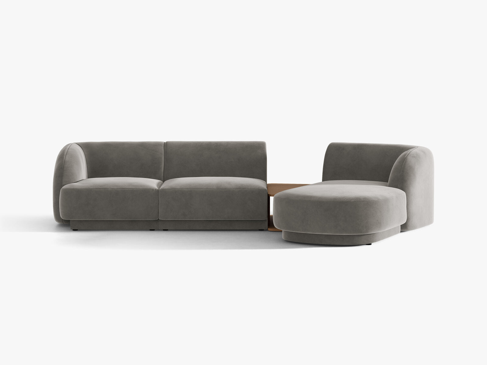 Micadoni Modulares Sofa Miley mit Recamiere 3-Sitzer Rechts Samt Bluvel Hellgrau