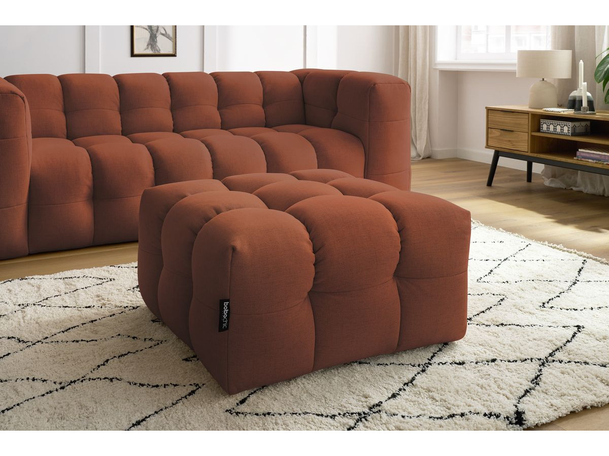 Bobochic Cloud Sofa 4-Sitzer mit Pouf Stoff Orange