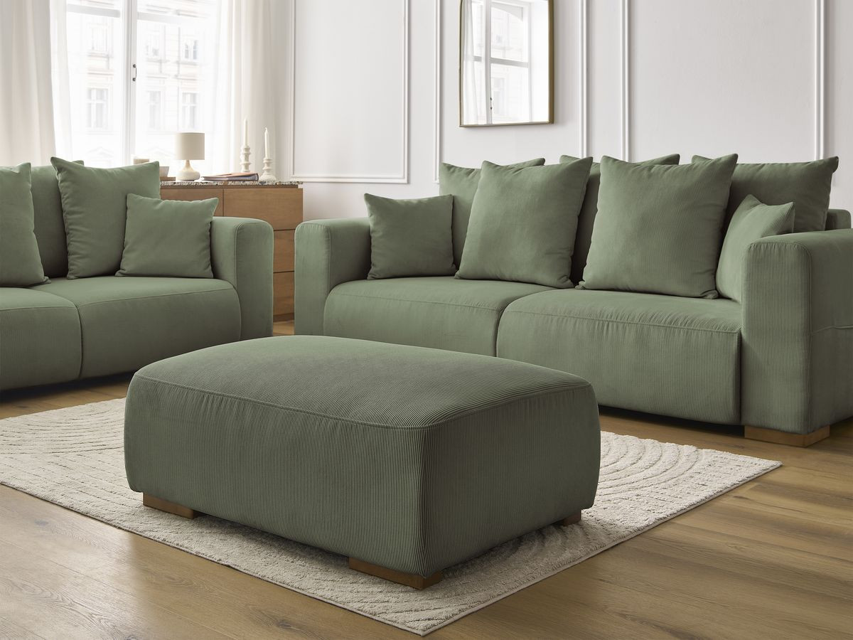 Bobochic Sidonie Sofa 6-Sitzer mit Pouf Cordsamt Grün
