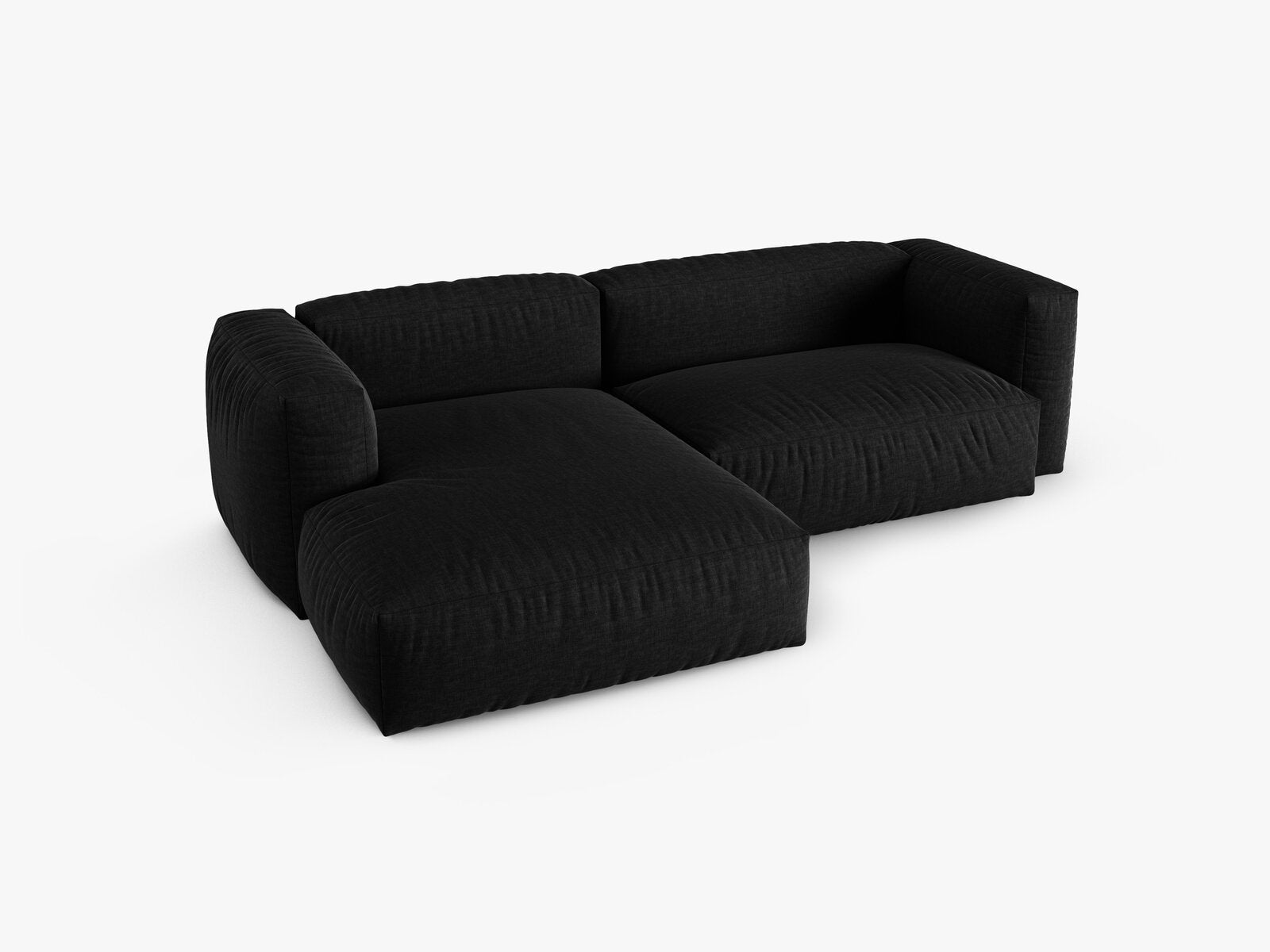 Micadoni Ecksofa Martina 2-Sitzer 90cm Sitztiefe Links Strukturierter Stoff Boston Schwarz