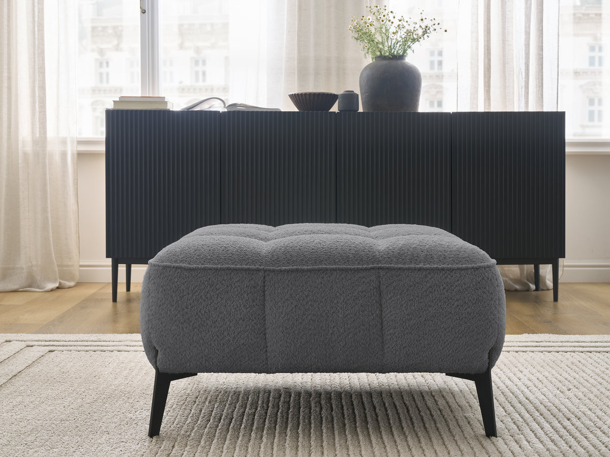 Bobochic Anis Pouf Bouclé-Stoff Dunkelgrau