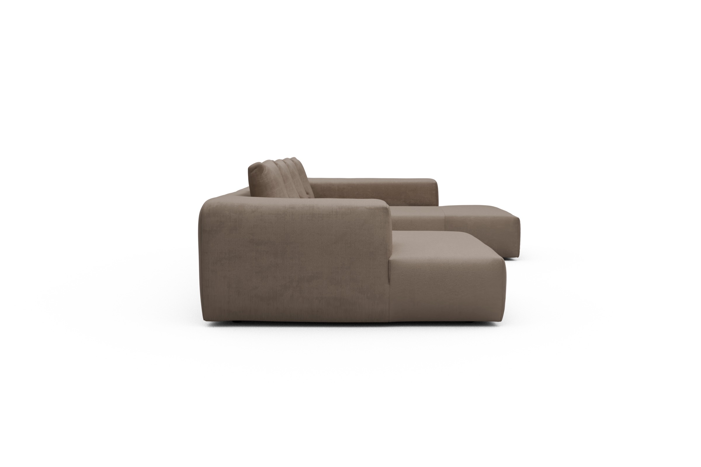 Wohnlandschaft Fred Relax-Ecke rechts mit 2-Sitzer und Chaiselongue links Cordufine-Biege