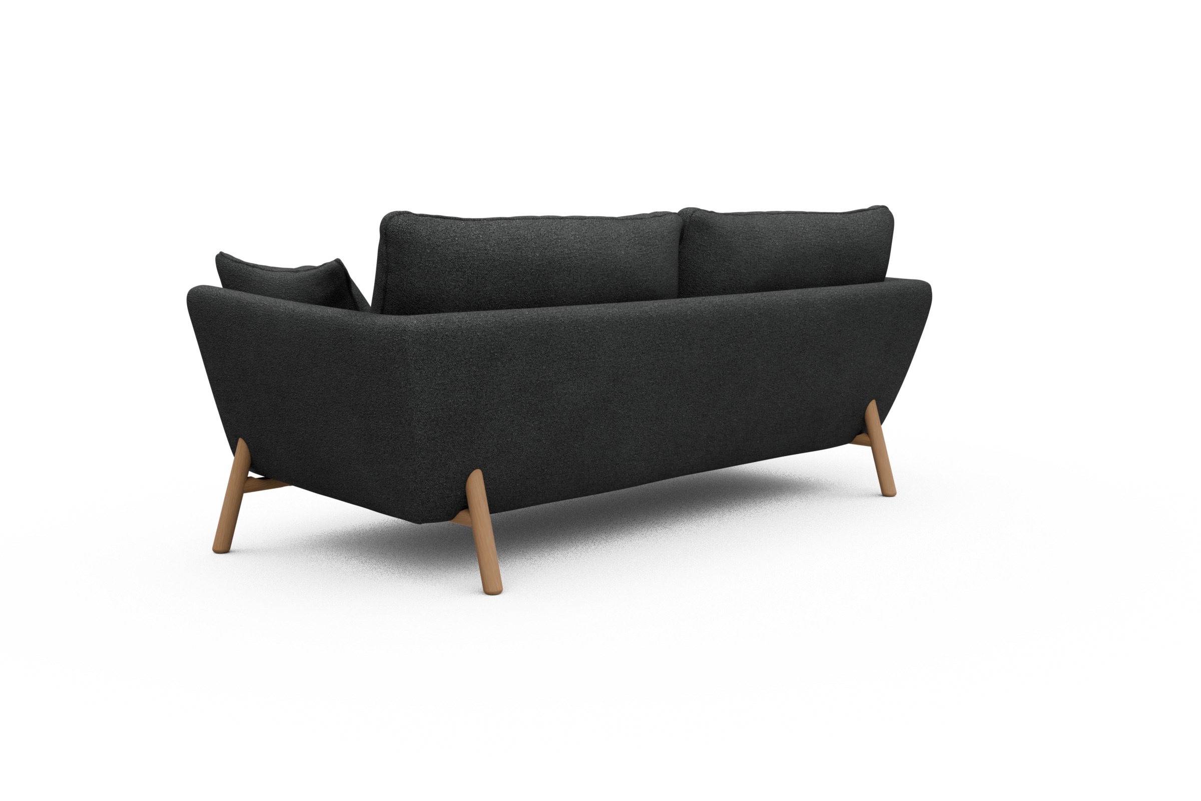 Sofa Emil 3-Sitzer Beinfarbe Eiche Natur Boucle-Charcoal