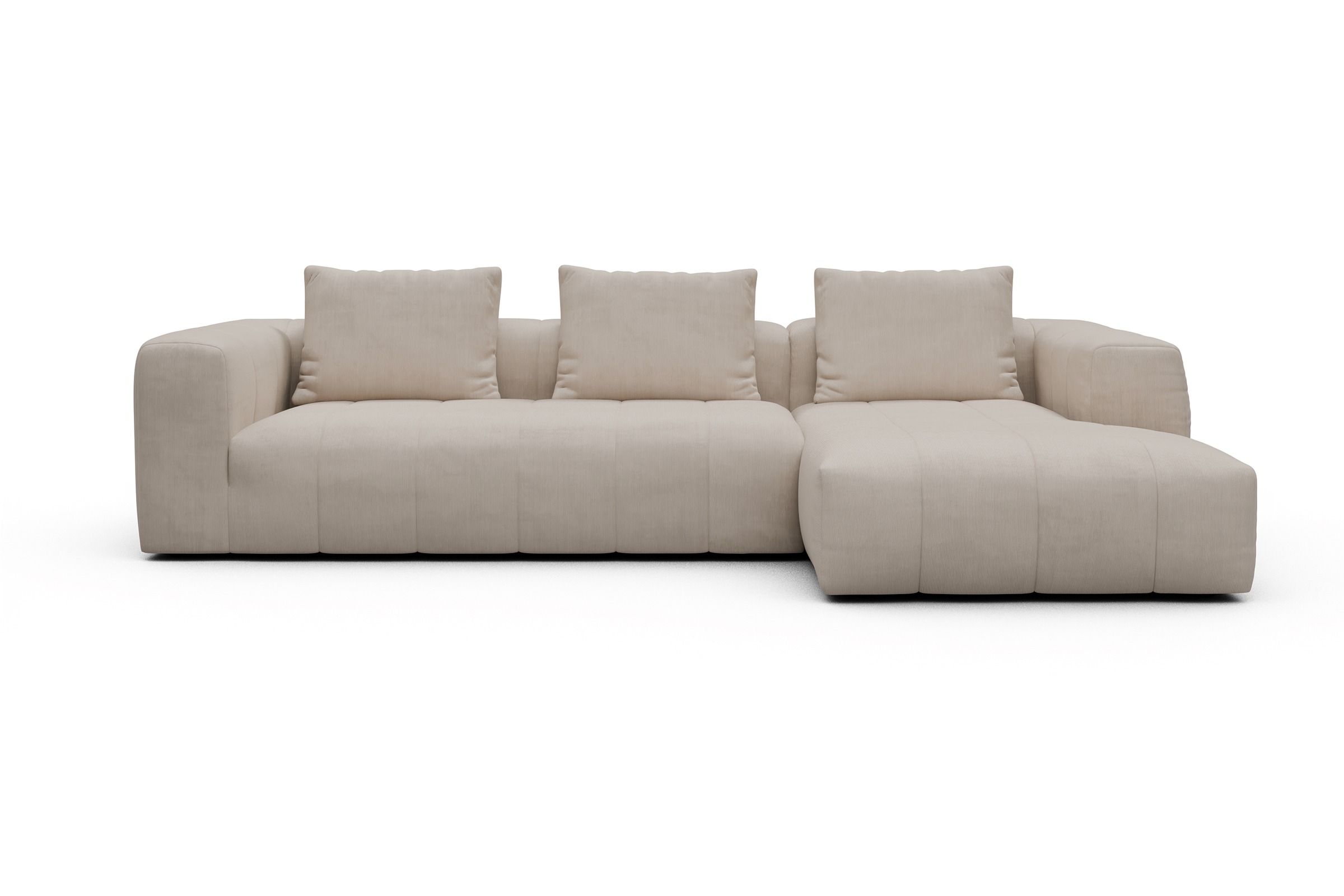 Ecksofa Hugo 2,5-Sitzer Armlehne links mit Chaiselongue Cordufine-Off-White