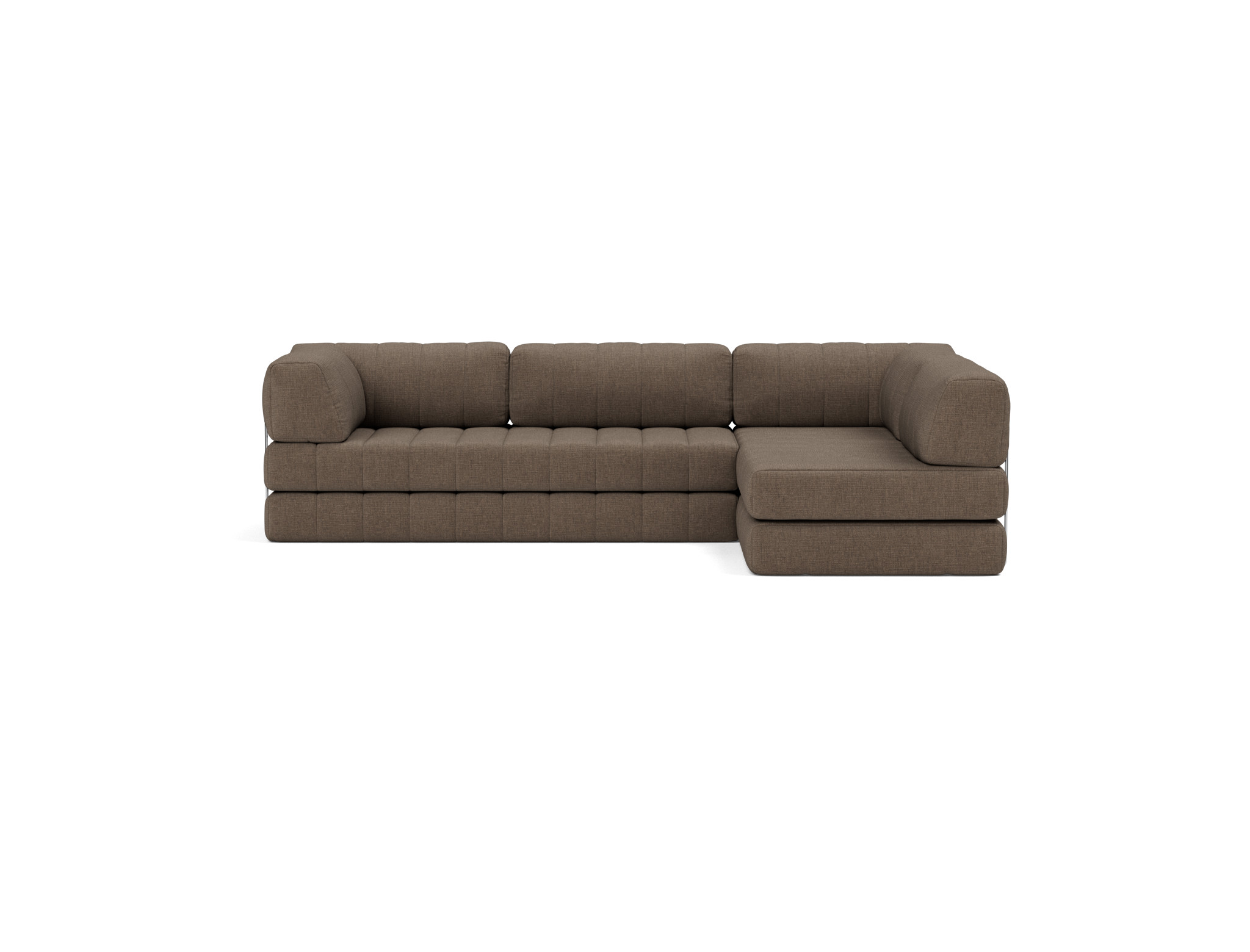 Eck-Schlafsofa CozyPad L-Form mit Armlehne Chenille Esina 411-Cedar-Brown