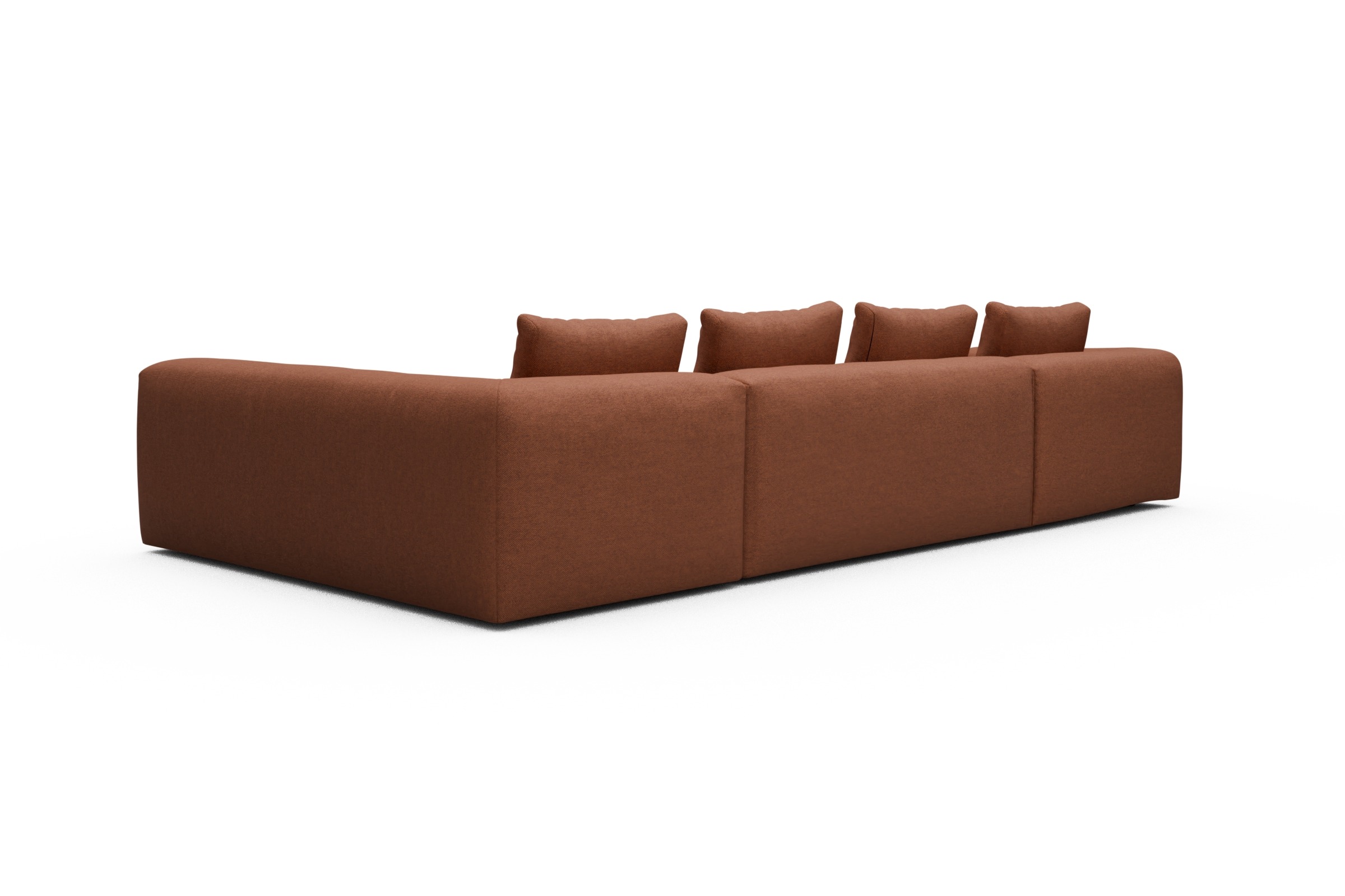 Wohnlandschaft Fred Chaiselongue links mit 2-Sitzer und lange Armlehne rechts Weda-Rust