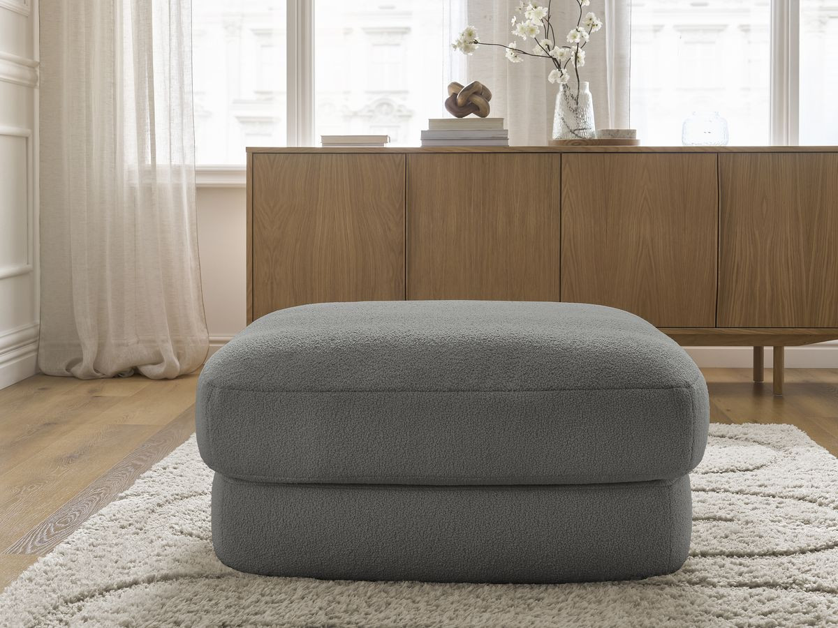 Bobochic Leonore Pouf Bouclé-Stoff Dunkelgrau
