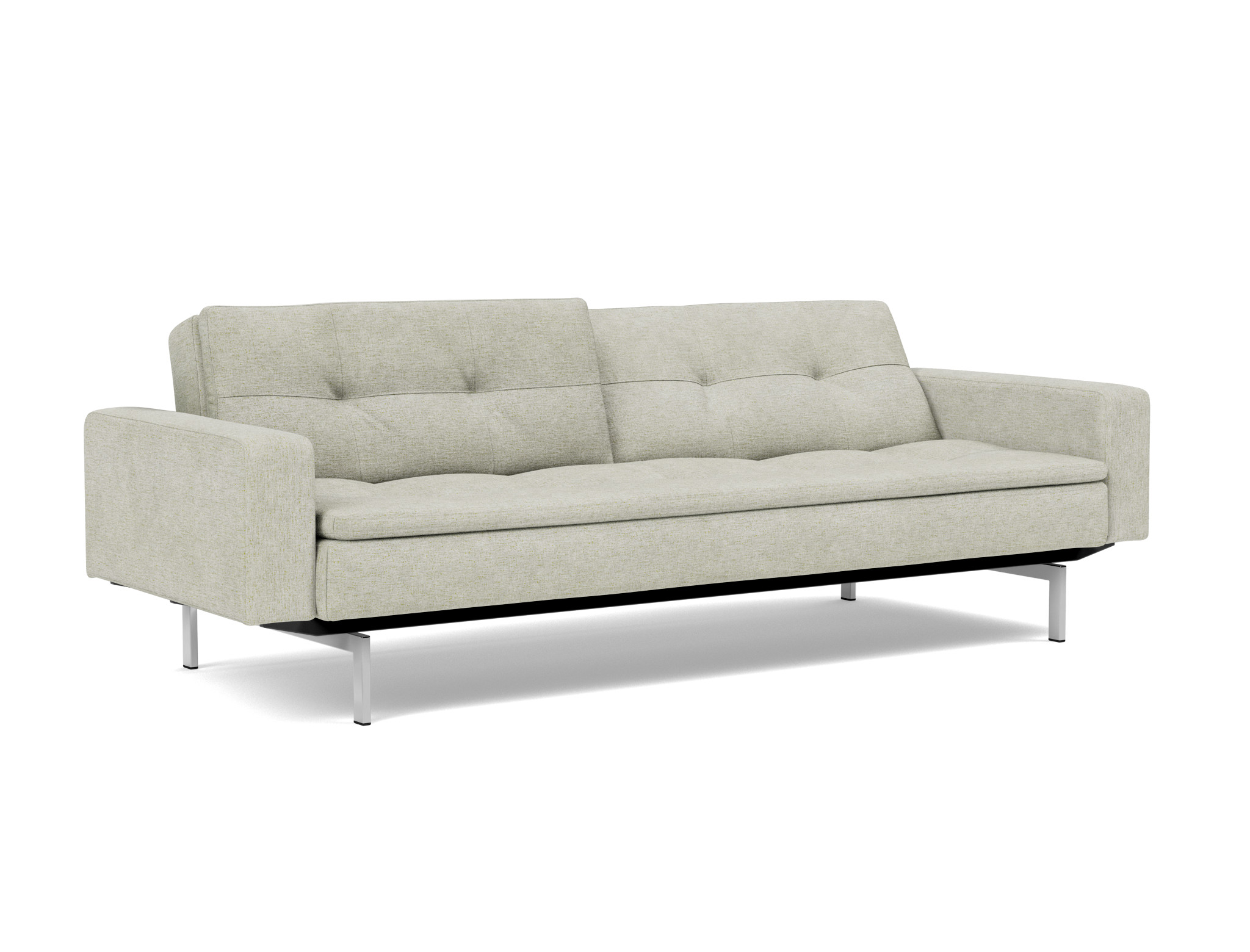 Schlafsofa Dublexo mit Armlehnen Flachgewebe Avella 280-Sand Beine Chrom