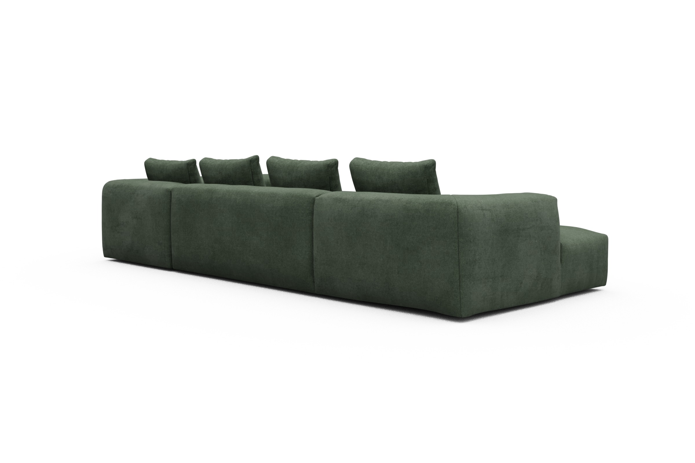 Wohnlandschaft Fred Chaiselongue links mit 2-Sitzer und lange Armlehne rechts Casone-Forest-Green