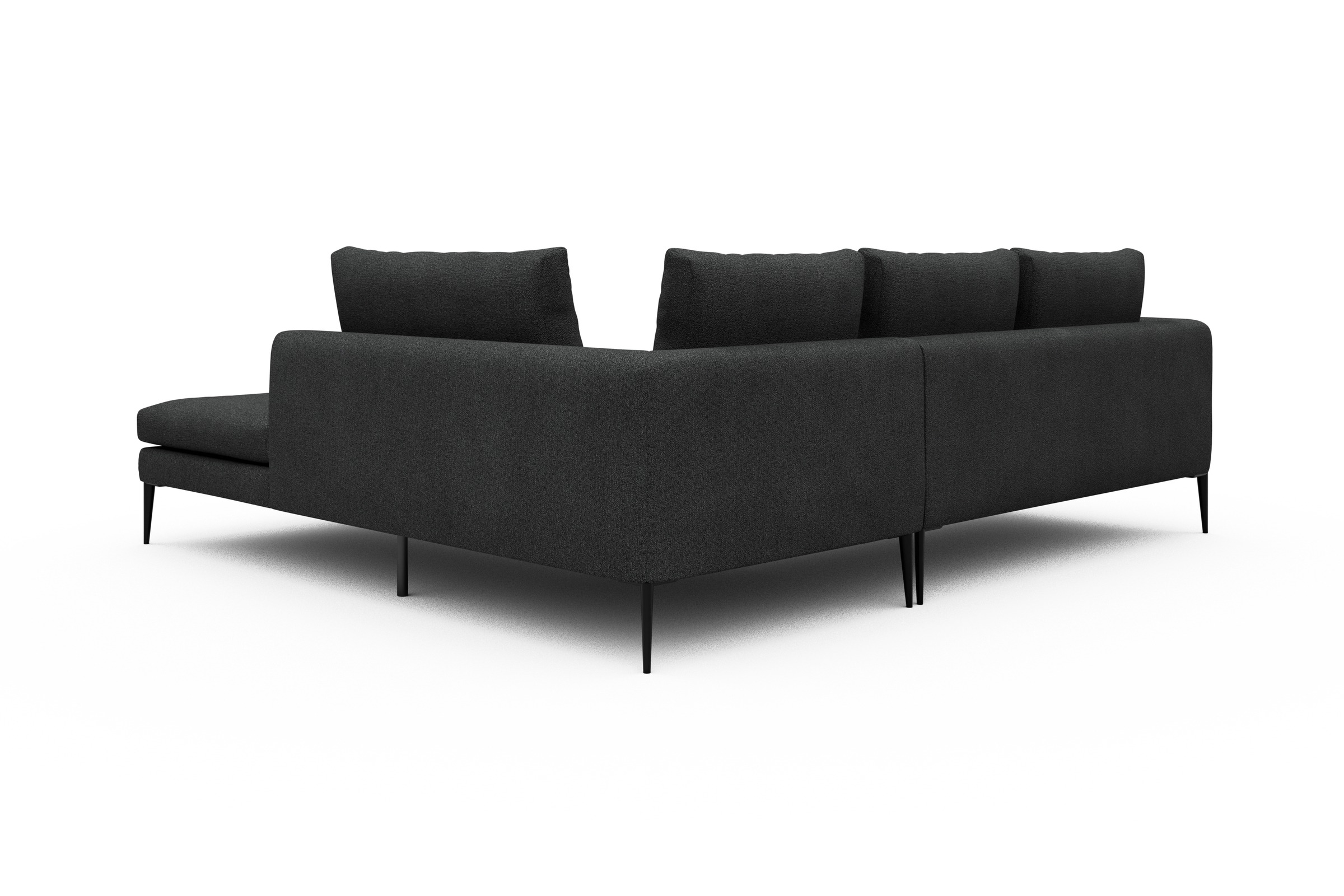 Ecksofa Paul Relax-Ecke rechts mit 2-Sitzer Boucle-Charcoal