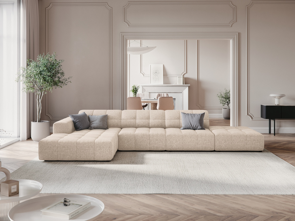 Cosmopolitan Design Ecksofa Chicago 5-Sitzer offen Chenille Haga Beige Links