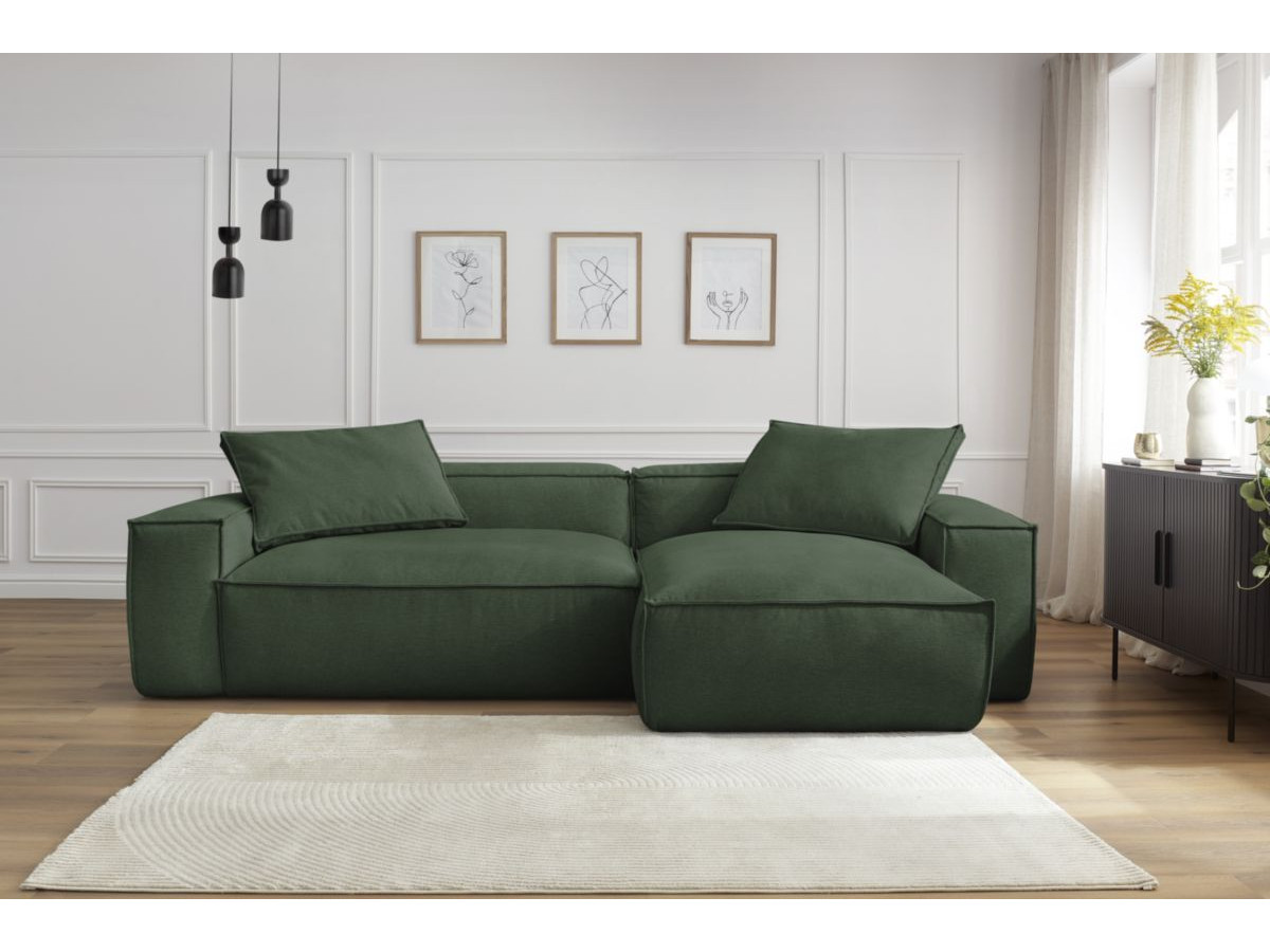Bobochic Boheme Ecksofa, 2 Kissen Melange-Stoff Grün