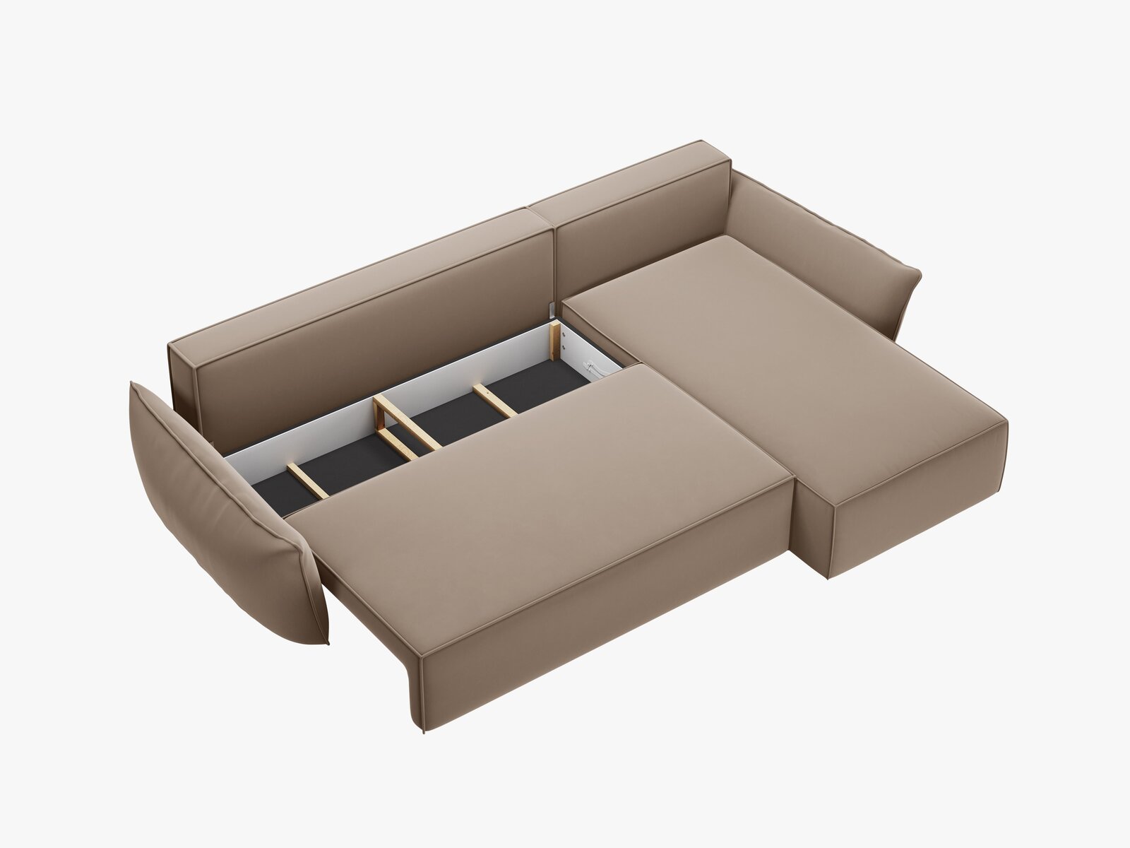 Micadoni Kaelle Ecksofa 4-Sitzer mit Schlaffunktion Rechts Samt Bluvel Cappuccino
